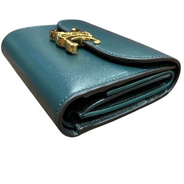 Celine Celine Celine Triomphe Small Flap Calf Leather Wallet Leather Short Wallet 10D783DPU31AN DUTY FREE for USA Size ONE SIZE - 8 Thumbnail