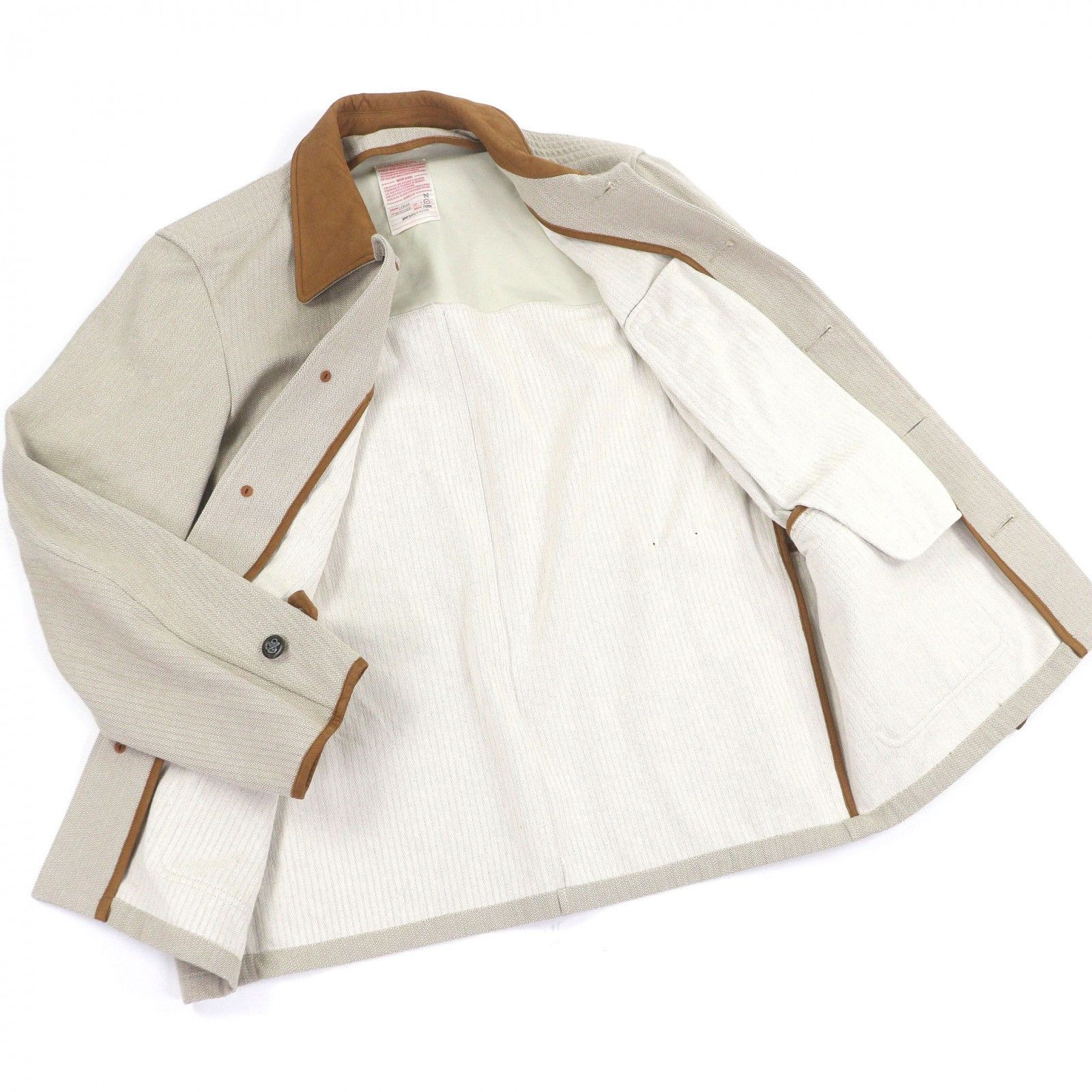 Other Other NICENESS LORAN Herringbone Cotton Cow Leather Hunting Jacket Textile Outerwear DUTY FREE for USA Size ONE SIZE - 3 Thumbnail