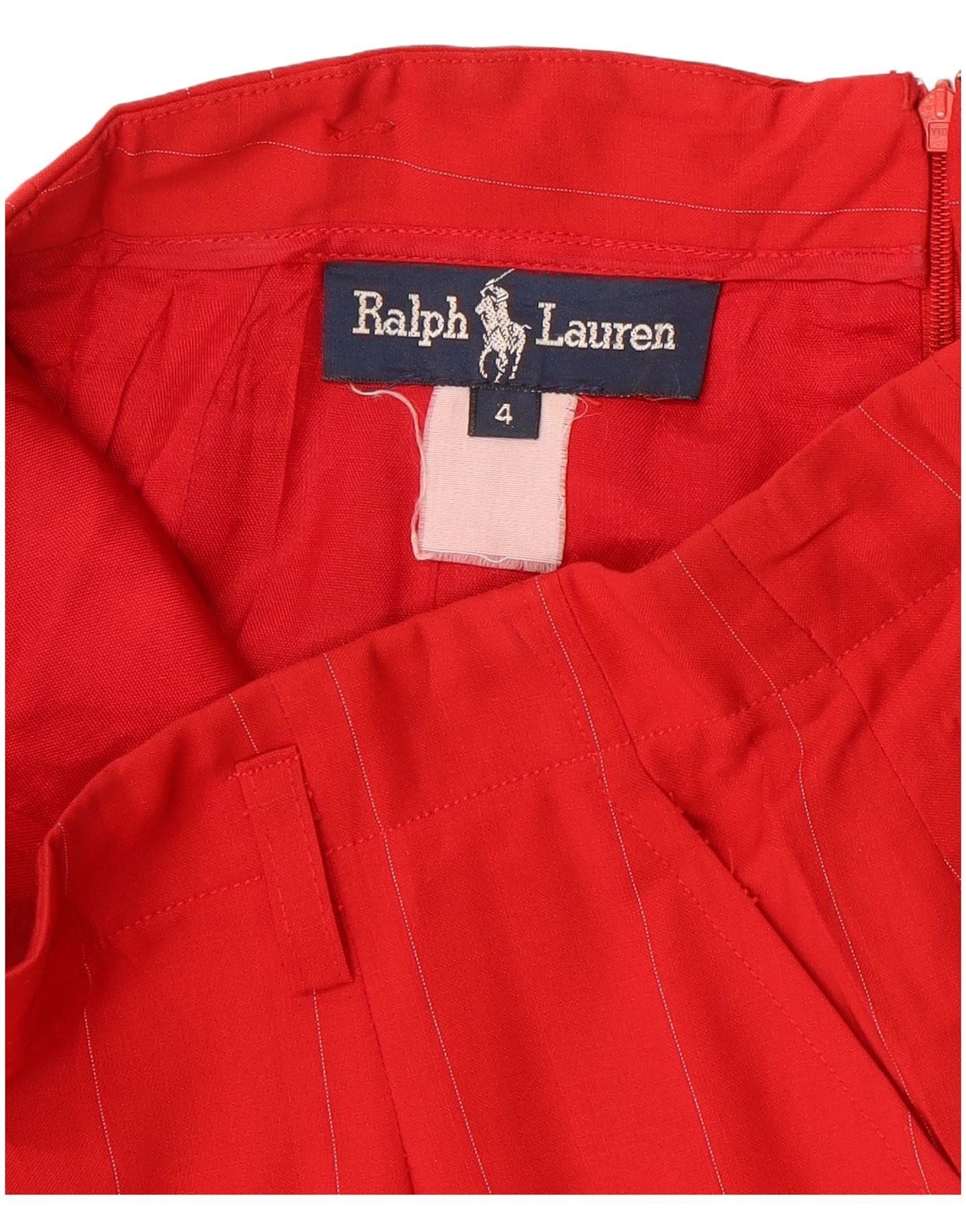 Ralph Lauren Womens High Waist Straight Skirt US 4 Small W24 Red Pinstrip Size 25" / US 0 / IT 36 - 4 Thumbnail