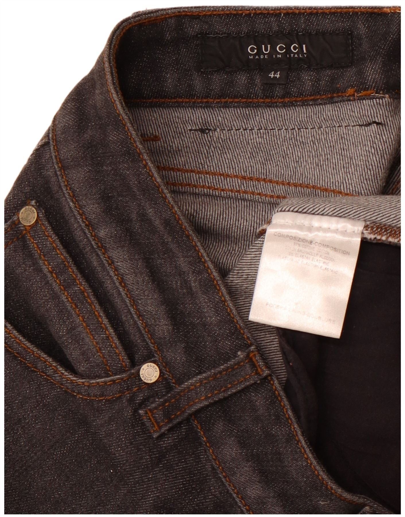 Gucci Womens Straight Jeans IT 44 Medium W30 L30 Grey Cotton Size 32" / US 10 / IT 46 - 3 Thumbnail