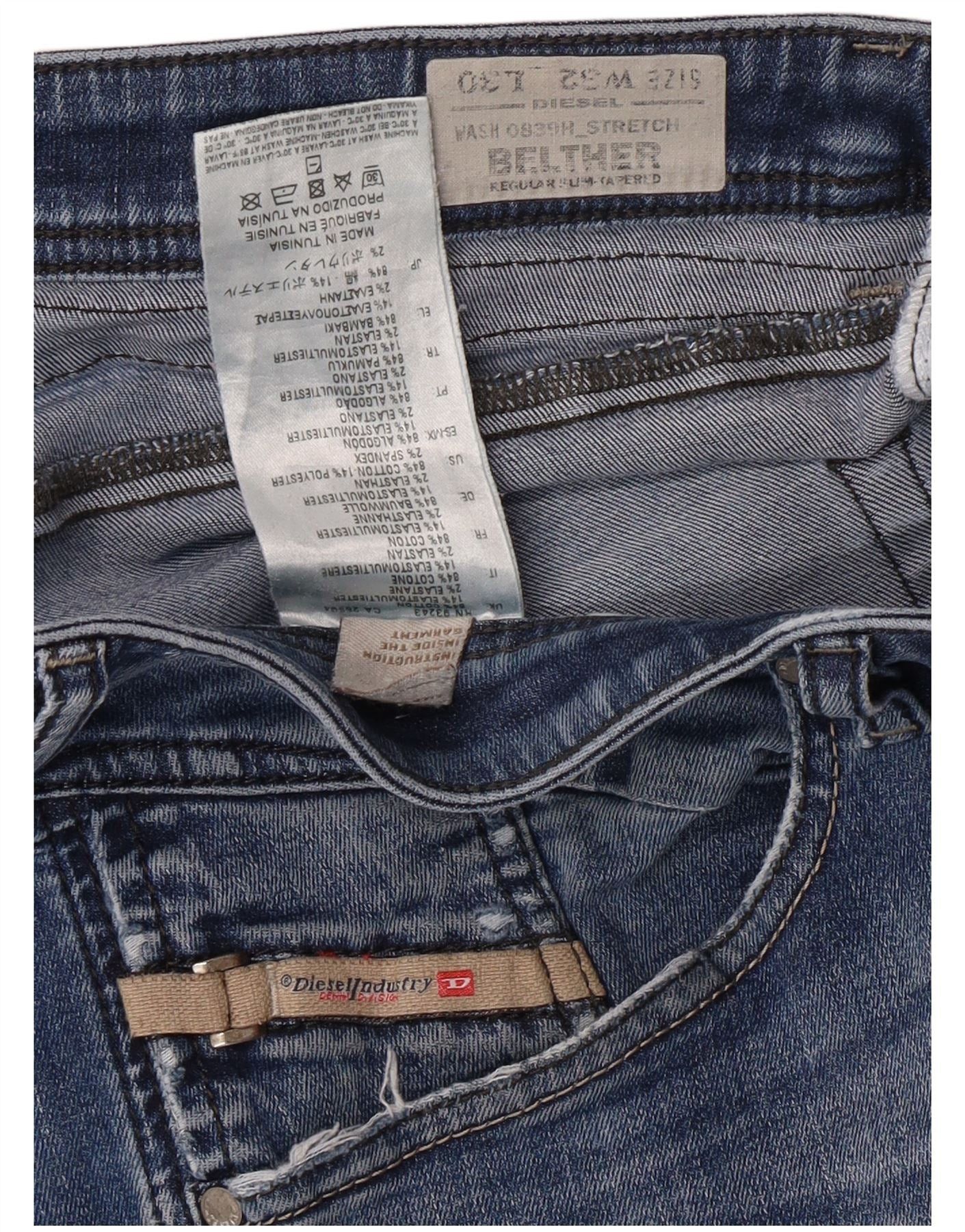 Diesel Womens Belther Regular Slim Fit Tapered Jeans W32 L30 Blue C Size 24" / US 00 / IT 34 - 6 Thumbnail