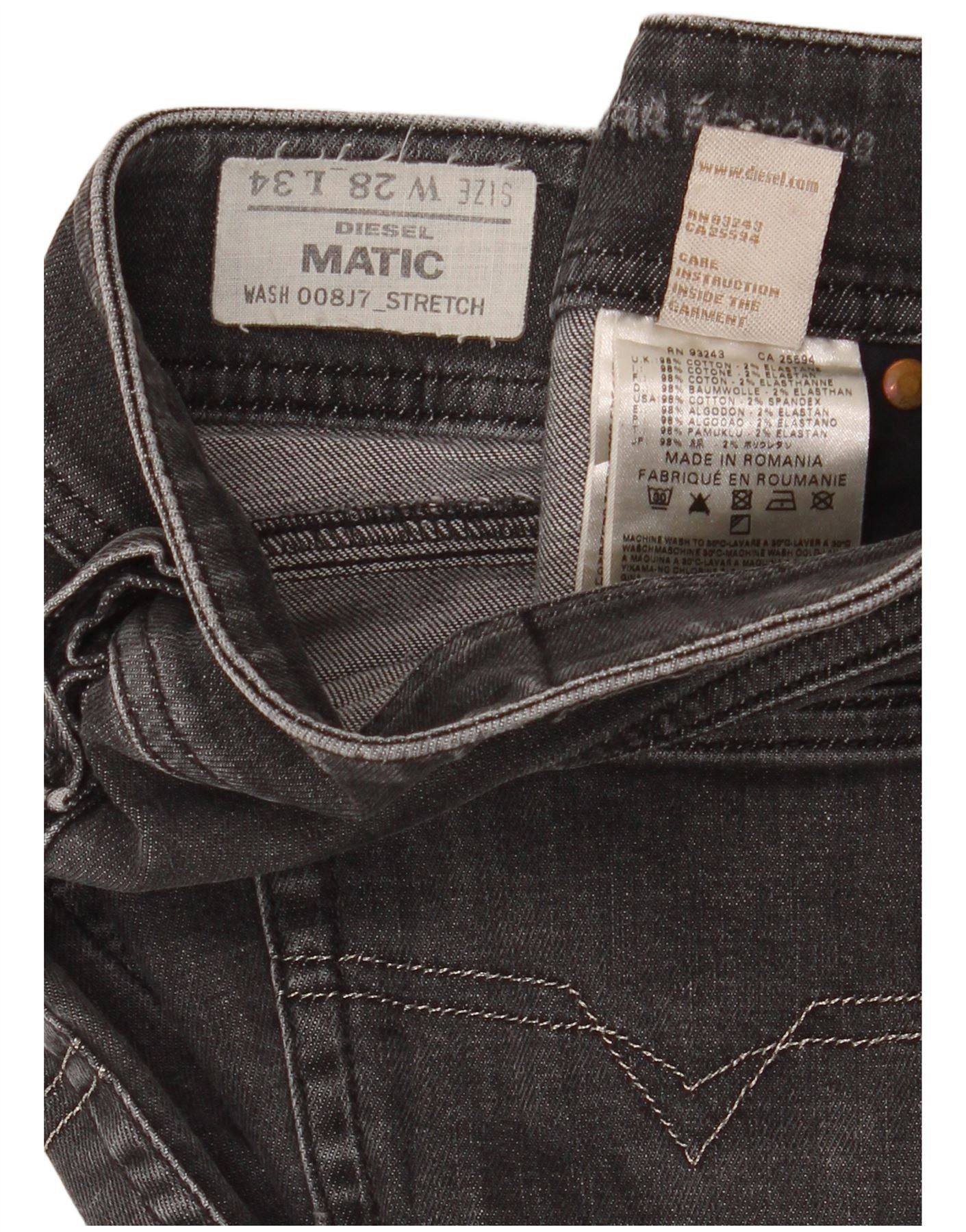 Diesel Womens Matic Slim Jeans W28 L34 Black Cotton Size 42" / US 20 - 3 Thumbnail