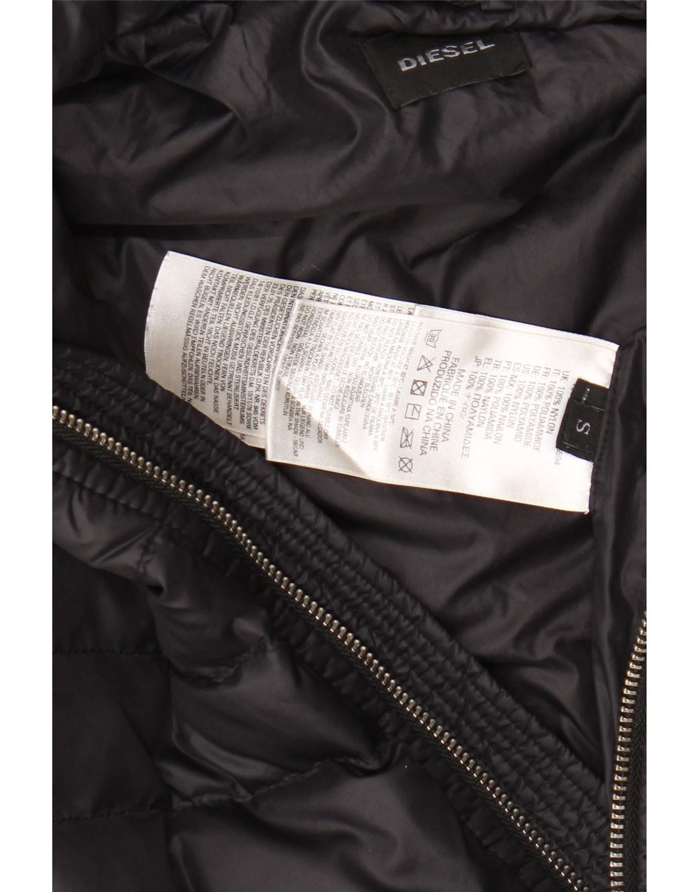 Diesel Mens Hooded Padded Jacket UK 36 Small Black Nylon Size US M / EU 48-50 / 2 - 4 Thumbnail