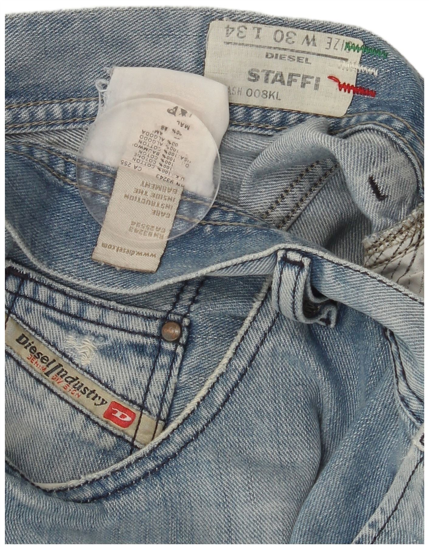 Diesel Mens Staffy Slim Jeans W30 L31 Blue Cotton Size US 30 / EU 46 - 6 Thumbnail
