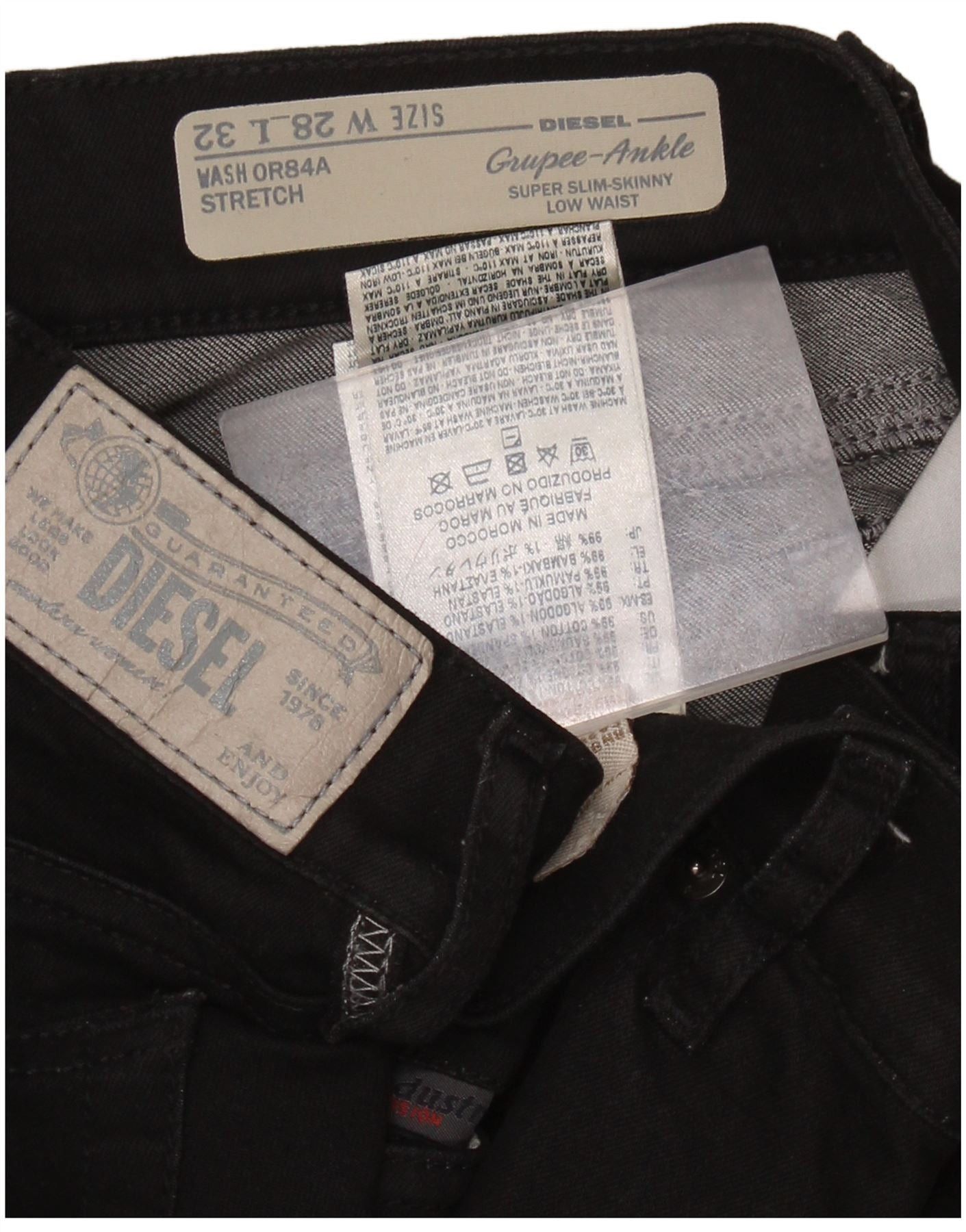 Diesel Womens Grupee Low Waist Super Slim Skinny Jeans W28 L28 Blac Size 24" / US 00 / IT 34 - 3 Thumbnail