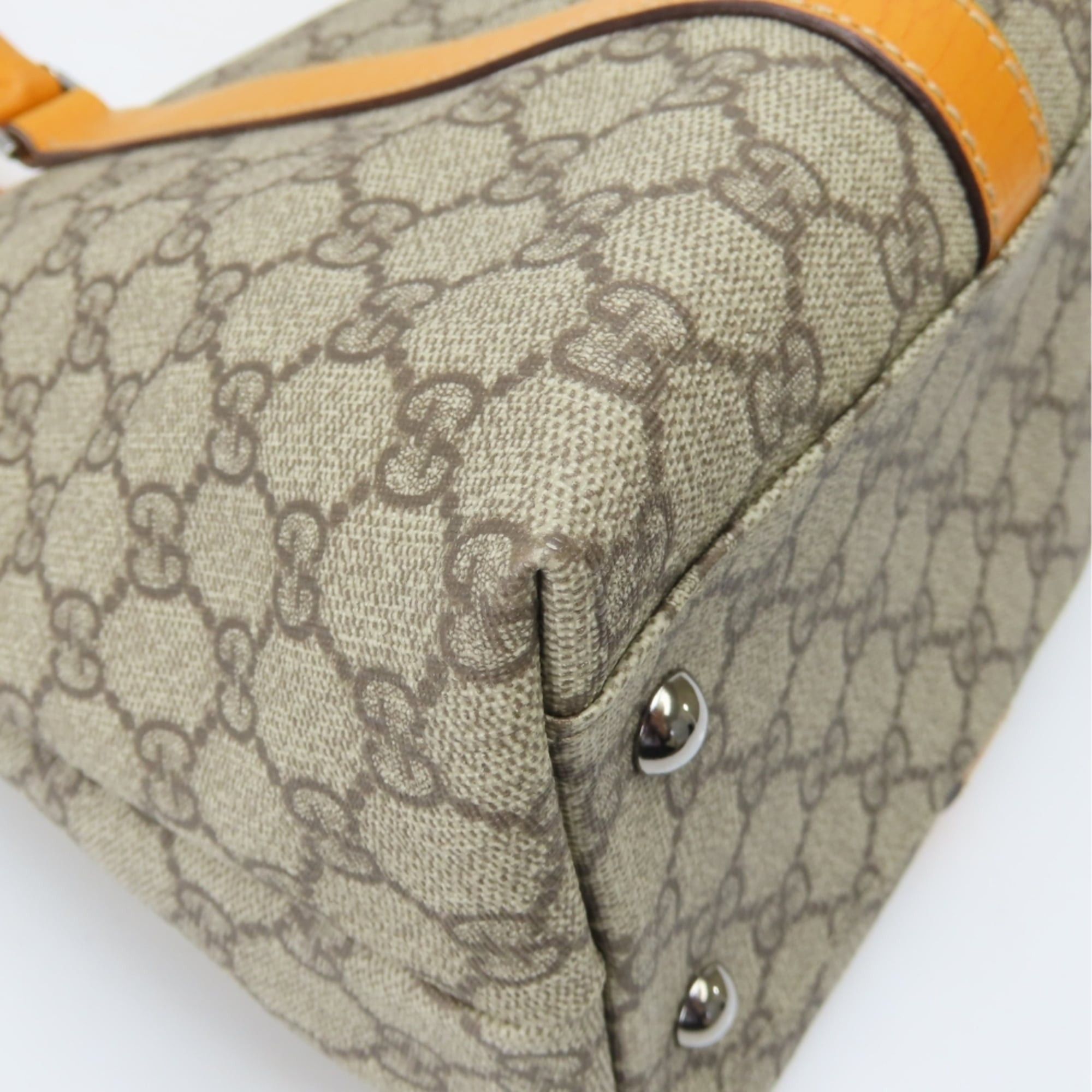 Gucci Gucci Tote Bag 114595 GG Supreme Canvas Leather Beige Orange Women's GUCCI Size ONE SIZE - 6 Thumbnail