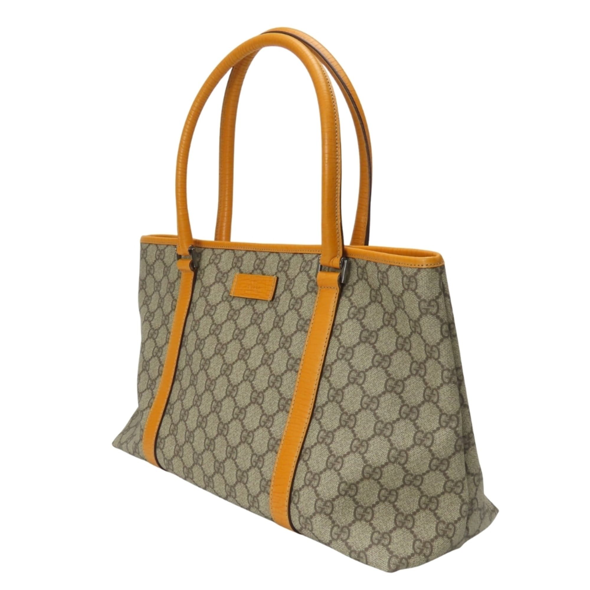 Gucci Gucci Tote Bag 114595 GG Supreme Canvas Leather Beige Orange Women's GUCCI Size ONE SIZE - 3 Thumbnail