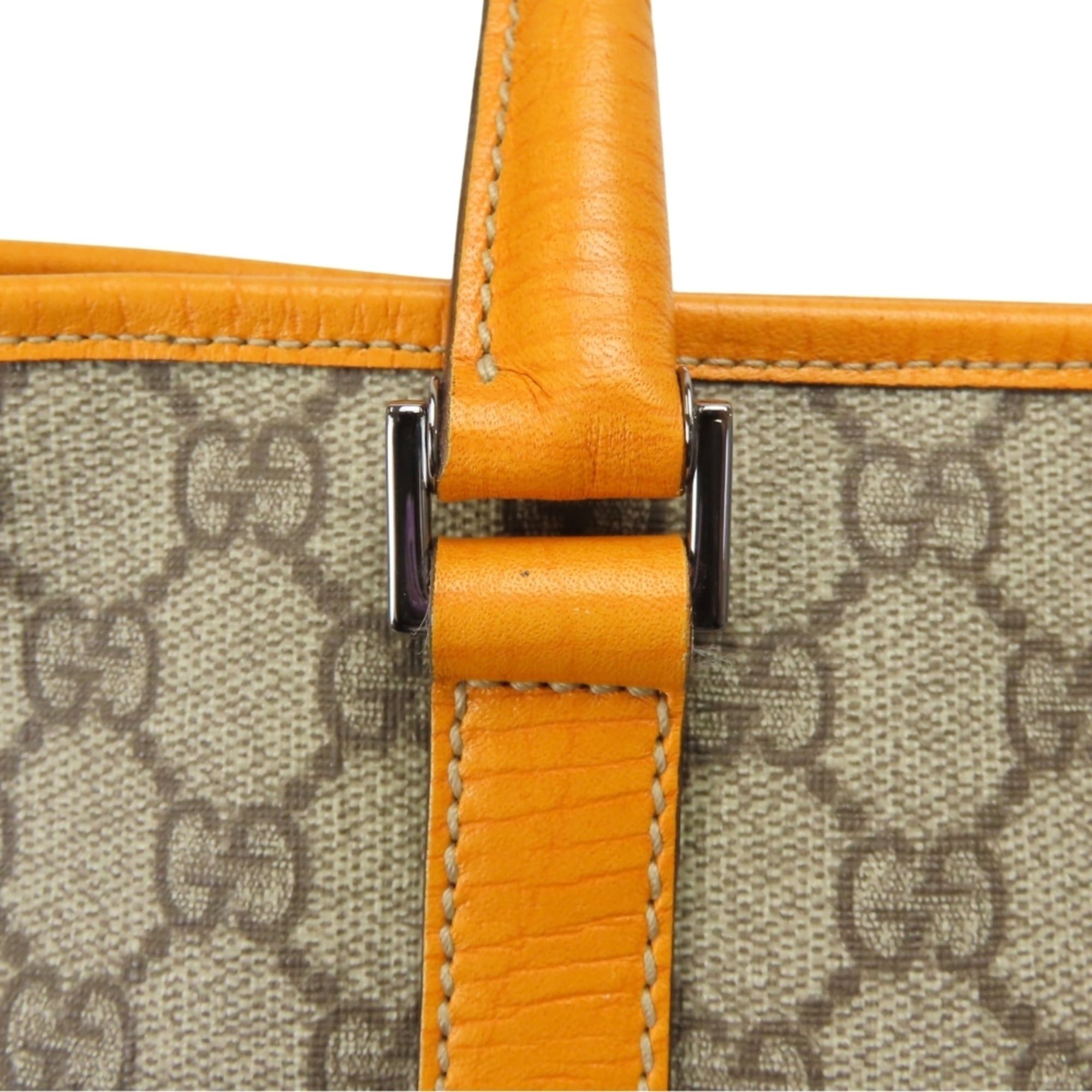 Gucci Gucci Tote Bag 114595 GG Supreme Canvas Leather Beige Orange Women's GUCCI Size ONE SIZE - 8 Thumbnail