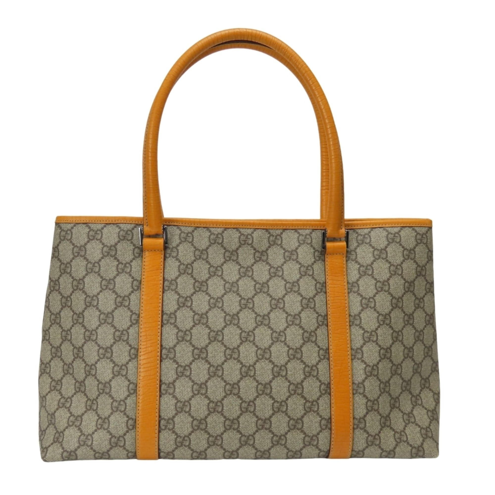 Gucci Gucci Tote Bag 114595 GG Supreme Canvas Leather Beige Orange Women's GUCCI Size ONE SIZE - 4 Thumbnail