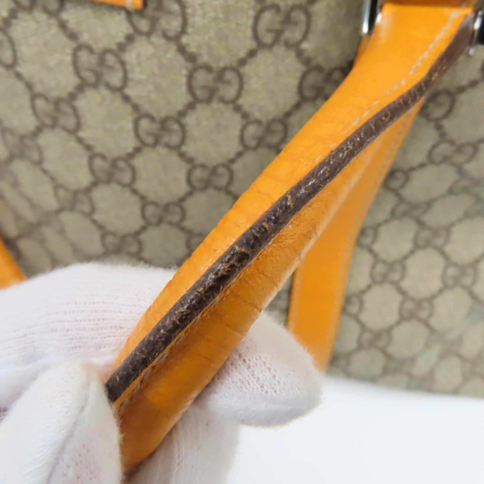 Gucci Gucci Tote Bag 114595 GG Supreme Canvas Leather Beige Orange Women's GUCCI Size ONE SIZE - 13 Thumbnail