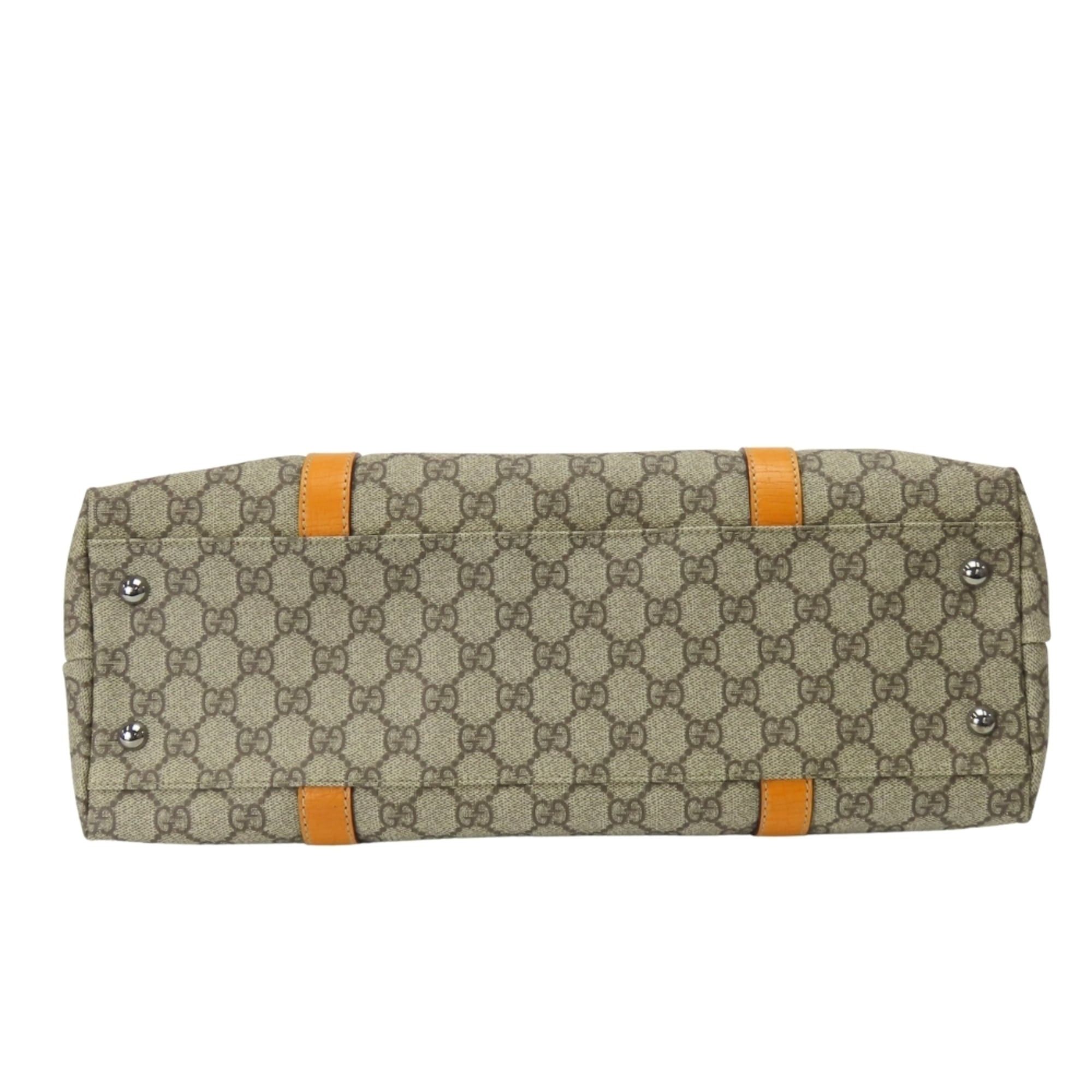Gucci Gucci Tote Bag 114595 GG Supreme Canvas Leather Beige Orange Women's GUCCI Size ONE SIZE - 5 Thumbnail