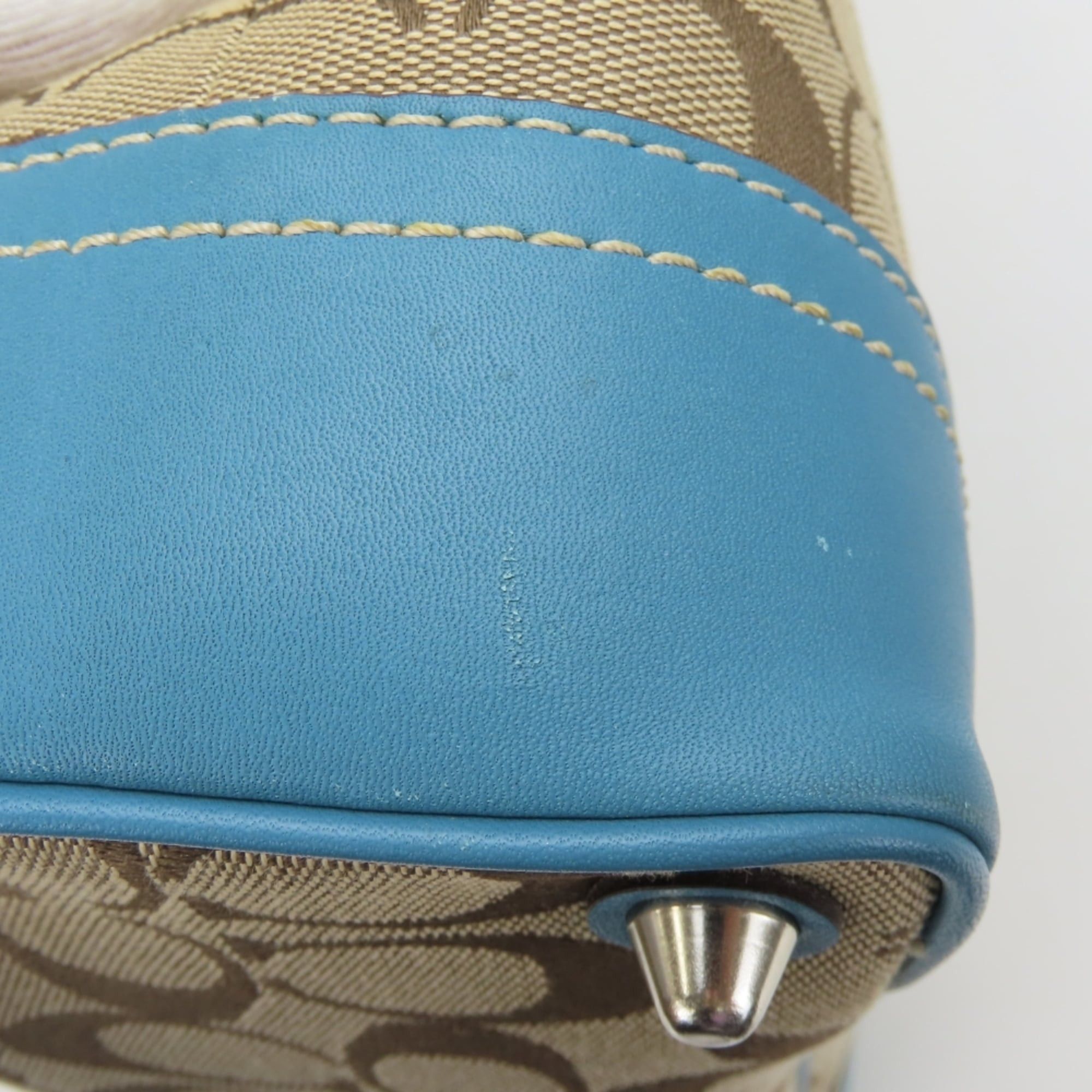 Coach Coach Signature Handbag F11220, Canvas, Leather, Beige, Blue, Silver Hardware, Women's, COACH Size ONE SIZE - 9 Thumbnail