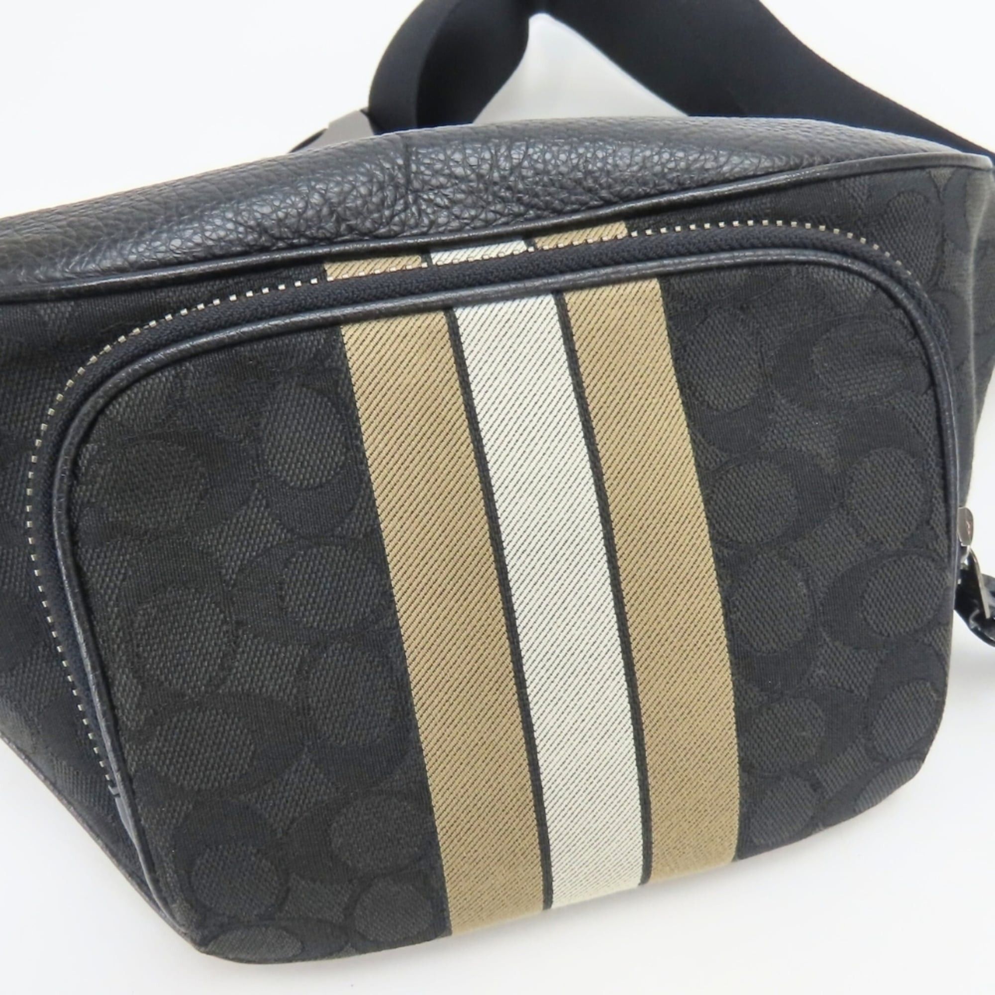 Coach Coach Signature Body Bag C5386 Canvas Leather Black Beige Women's Men's COACH Size ONE SIZE - 14 Thumbnail