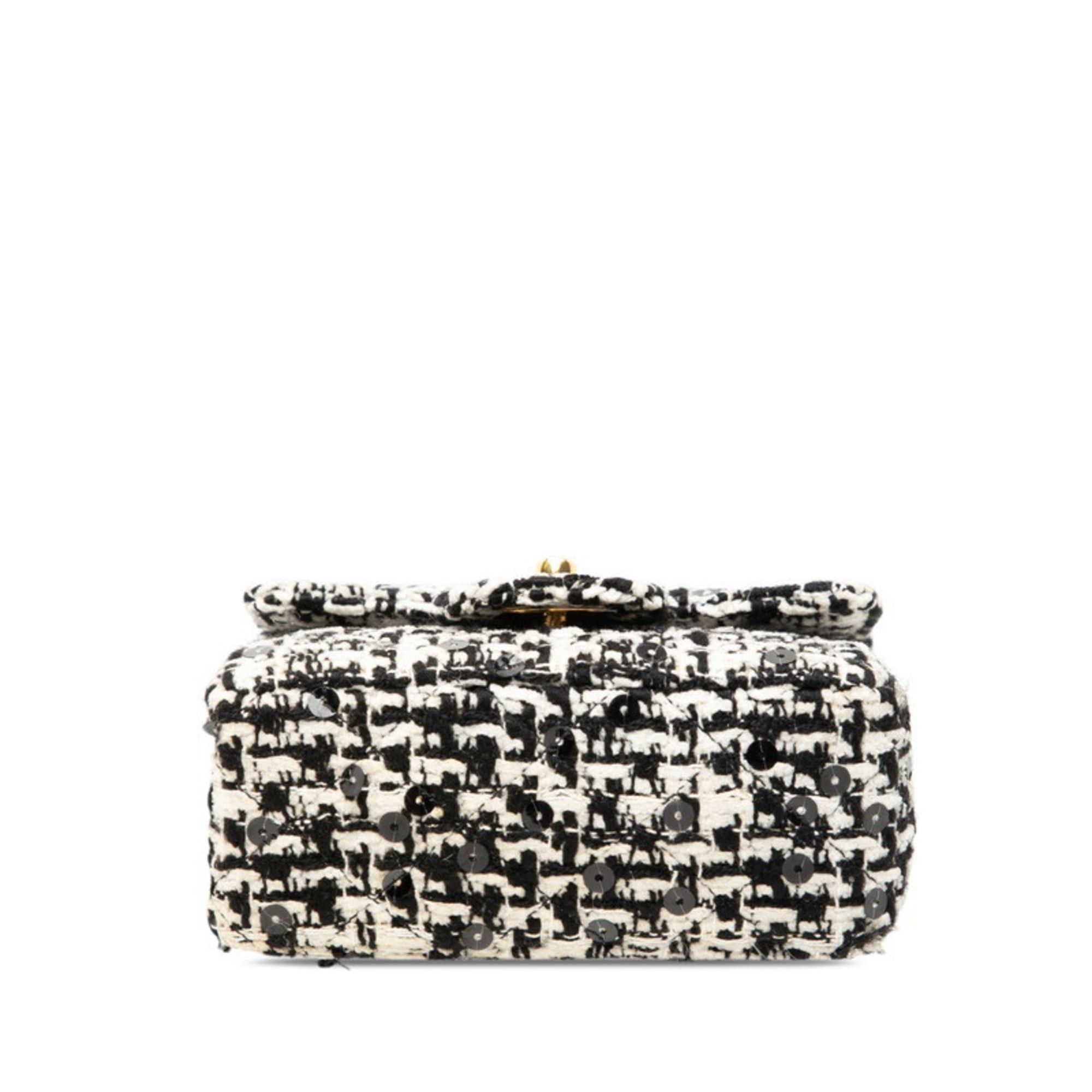 Chanel Chanel Coco Mark Mini Handbag in Black and White Tweed with Sequins for Women Size ONE SIZE - 3 Thumbnail