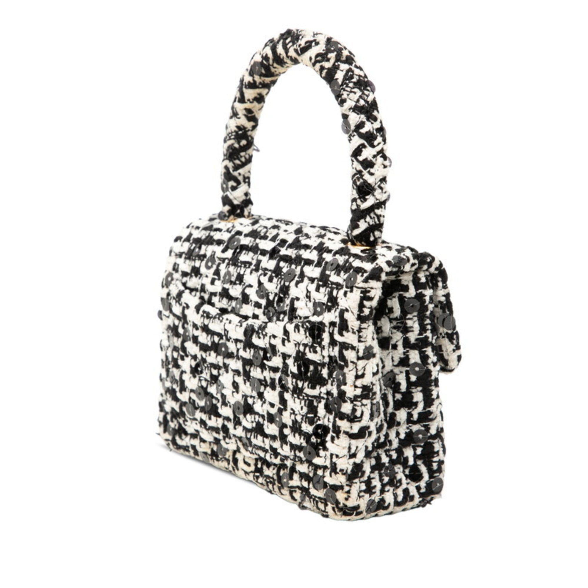 Chanel Chanel Coco Mark Mini Handbag in Black and White Tweed with Sequins for Women Size ONE SIZE - 2 Thumbnail