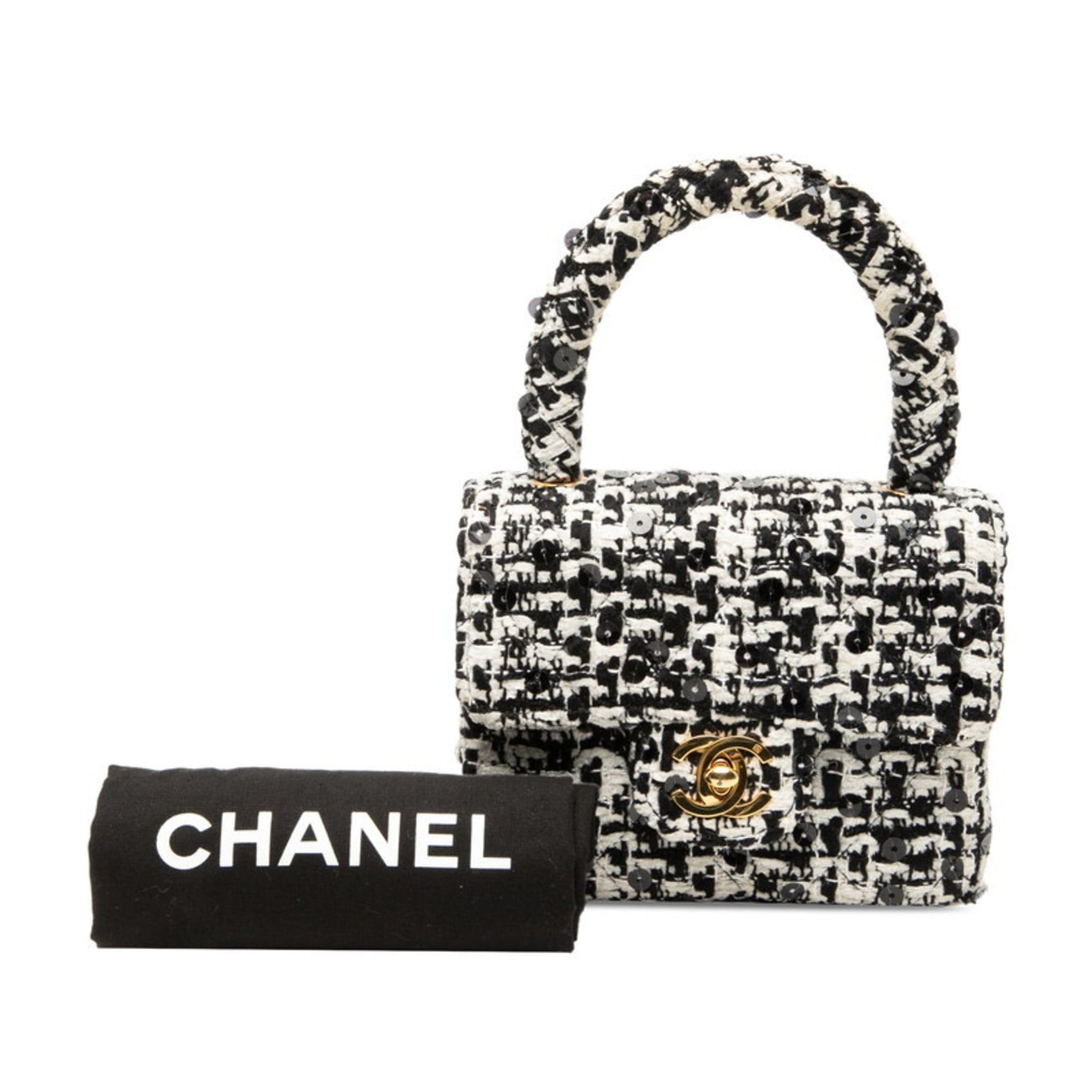 Chanel Chanel Coco Mark Mini Handbag in Black and White Tweed with Sequins for Women Size ONE SIZE - 7 Thumbnail