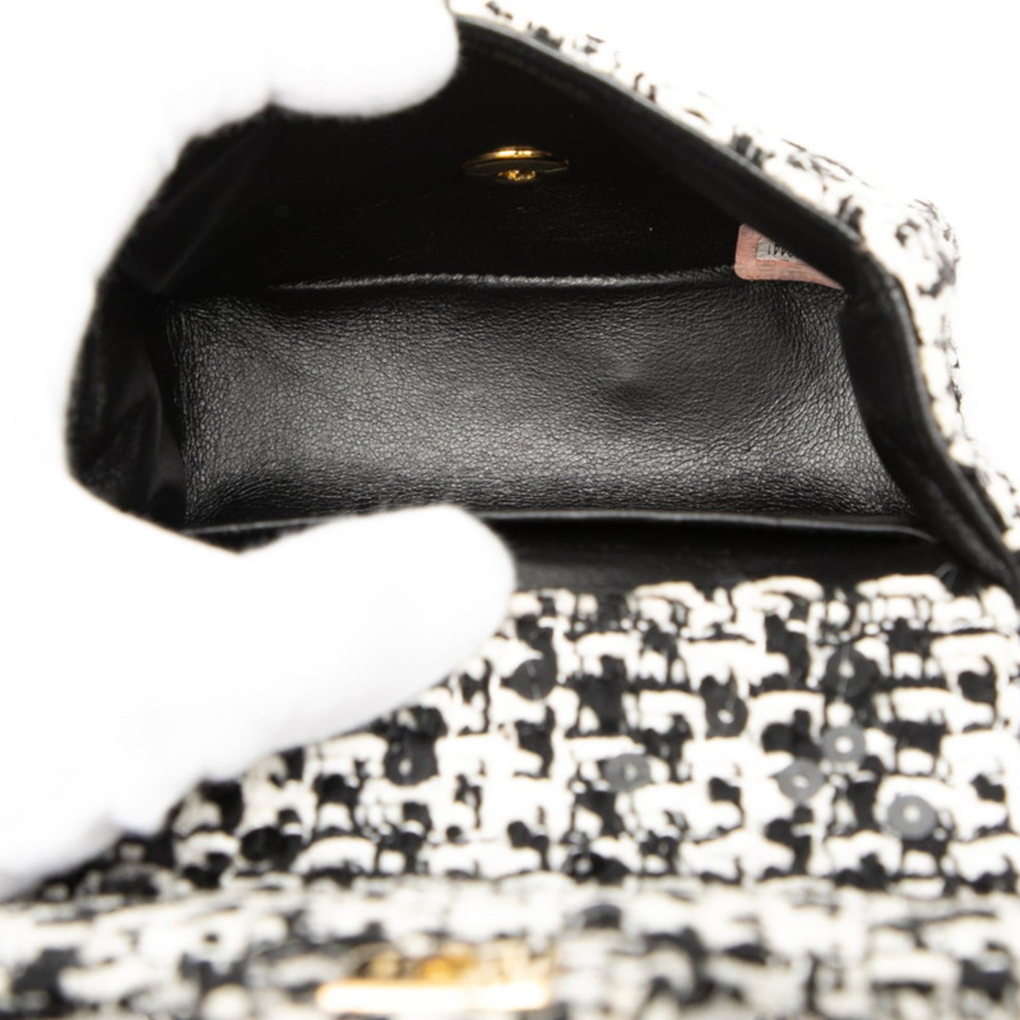 Chanel Chanel Coco Mark Mini Handbag in Black and White Tweed with Sequins for Women Size ONE SIZE - 4 Thumbnail