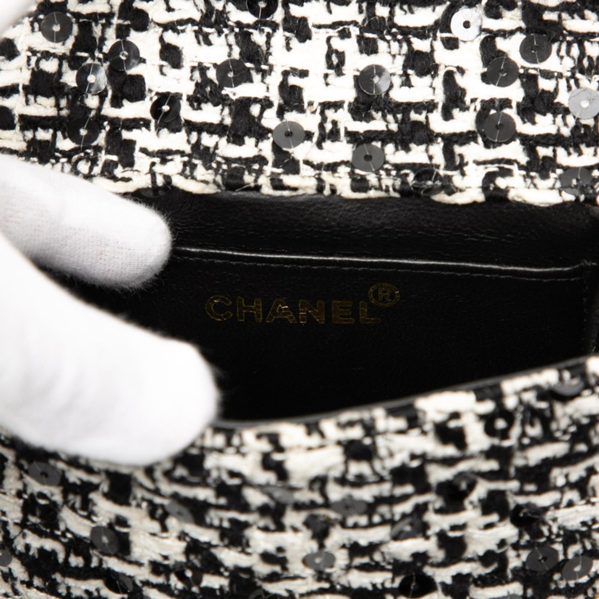 Chanel Chanel Coco Mark Mini Handbag in Black and White Tweed with Sequins for Women Size ONE SIZE - 5 Thumbnail