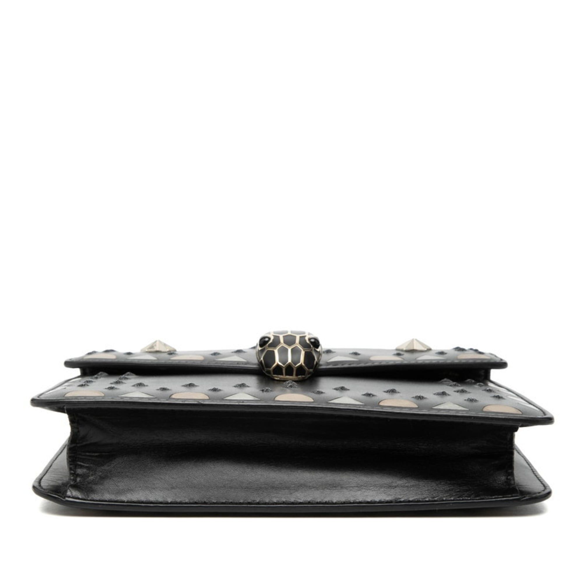 Bvlgari BVLGARI Serpenti Studded Chain Shoulder Bag in Black Leather for Women Size ONE SIZE - 3 Thumbnail