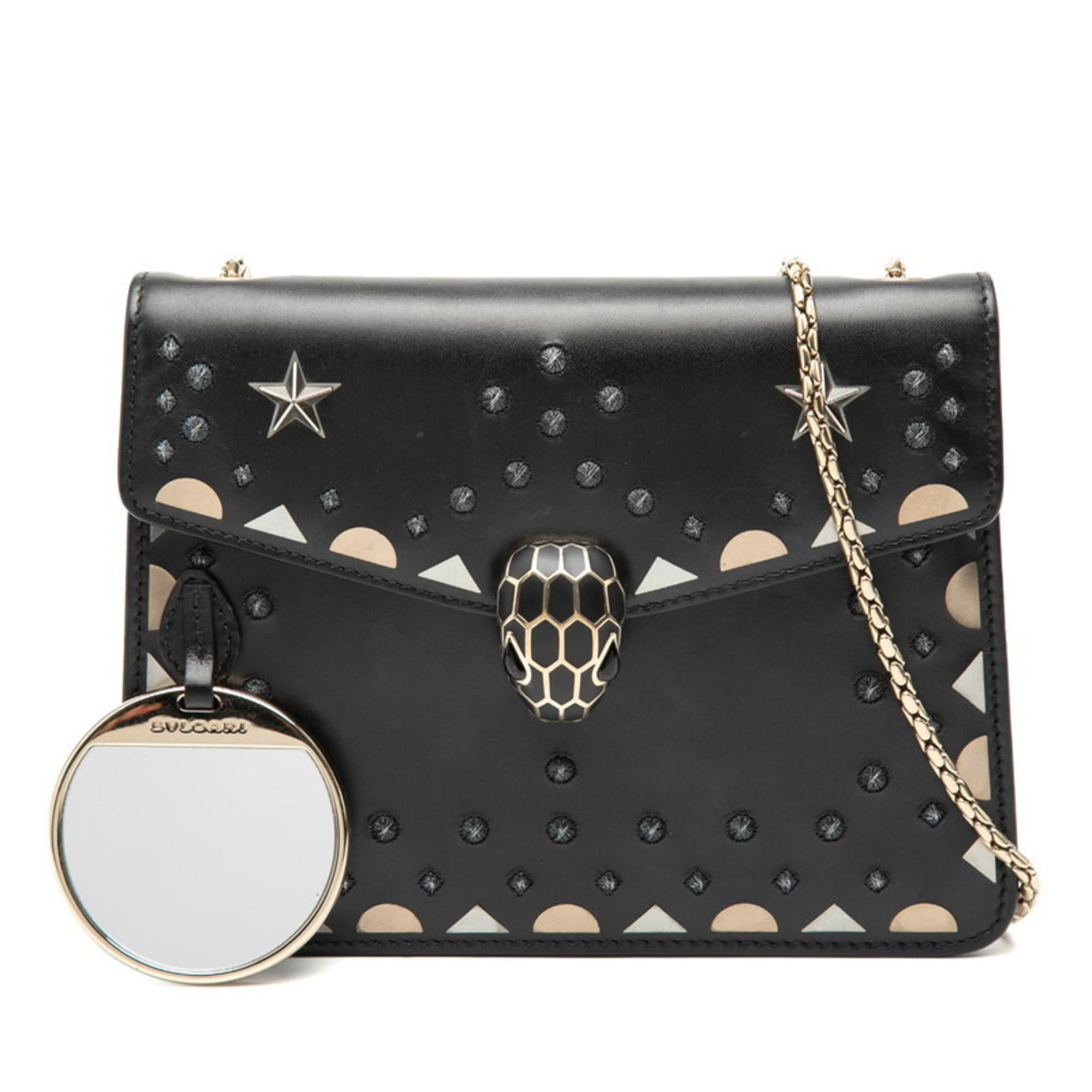 Bvlgari BVLGARI Serpenti Studded Chain Shoulder Bag in Black Leather for Women Size ONE SIZE - 7 Thumbnail