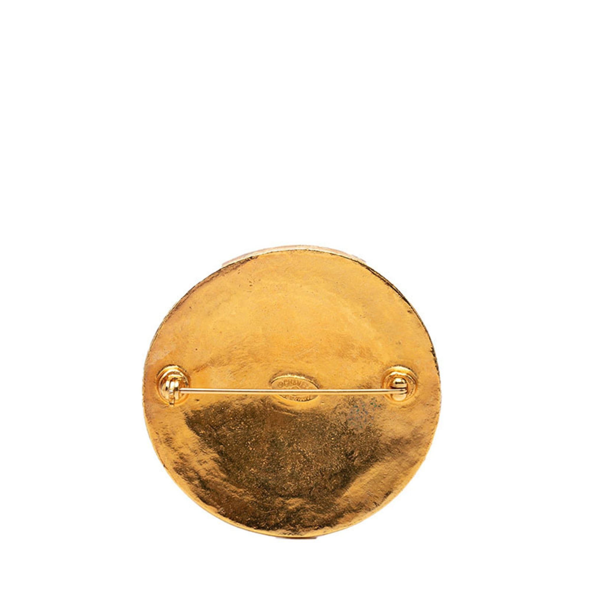 Chanel CHANEL Coco Mark Vintage Medallion Round Brooch, Gold Plated, Women's Size ONE SIZE - 2 Thumbnail