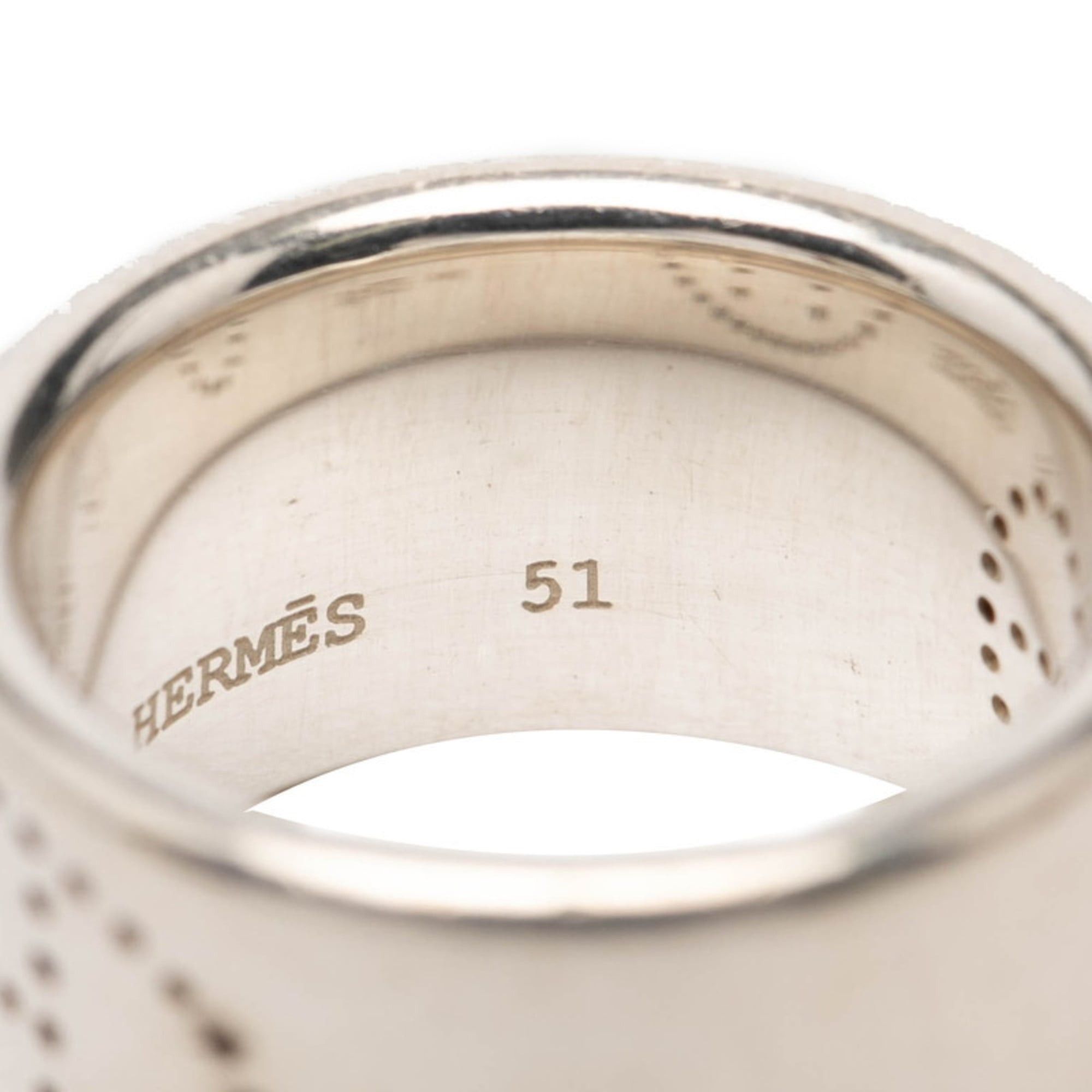 Hermes Eclipse Ribbon Ring #51 SV925 Silver Women's HERMES