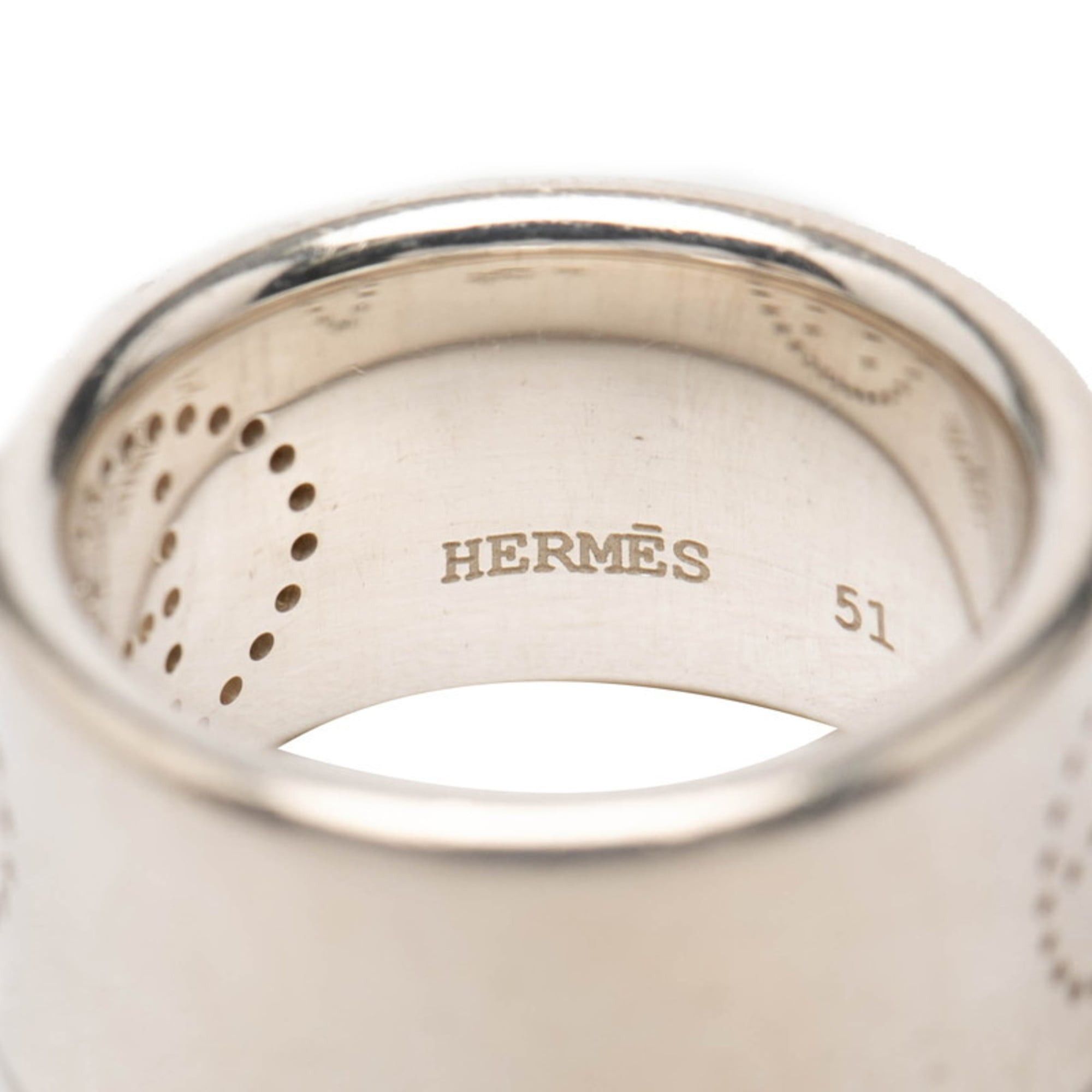 Hermes Eclipse Ribbon Ring #51 SV925 Silver Women's HERMES