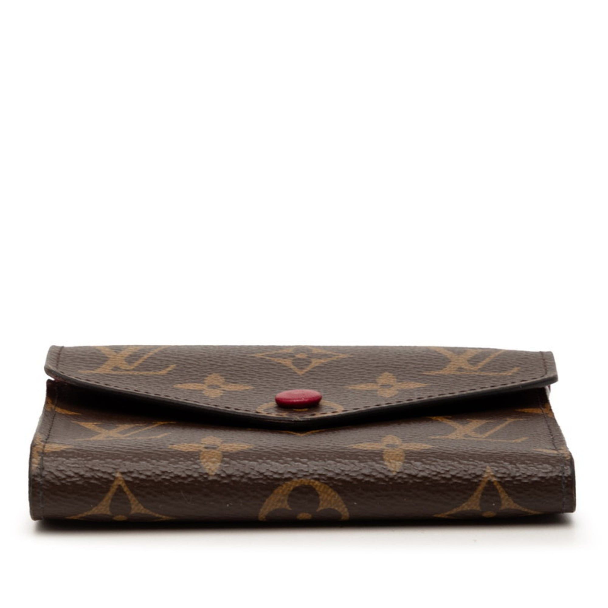 Louis Vuitton Louis Vuitton Monogram Portefeuille Victorine Tri-fold Wallet M41938 Brown Fuchsia Leather Women's LOUIS VUITTON Size ONE SIZE - 3 Thumbnail