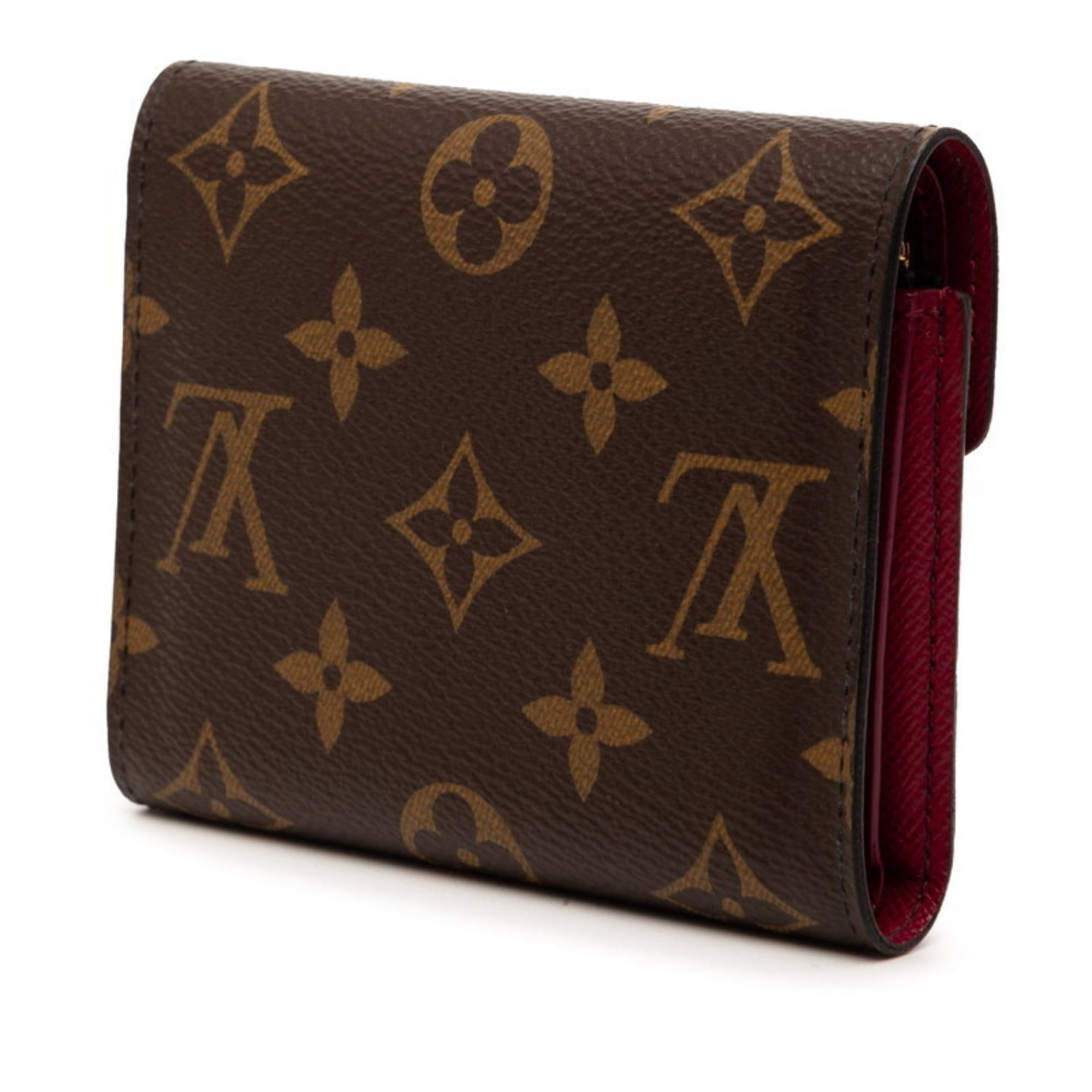 Louis Vuitton Louis Vuitton Monogram Portefeuille Victorine Tri-fold Wallet M41938 Brown Fuchsia Leather Women's LOUIS VUITTON Size ONE SIZE - 2 Thumbnail