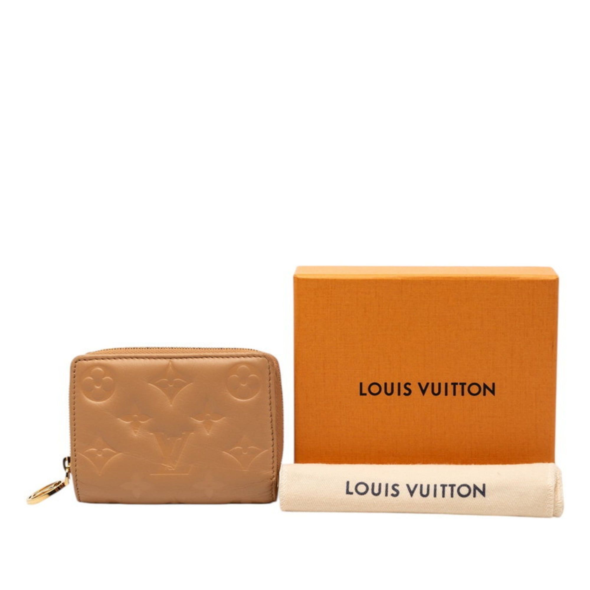 Louis Vuitton Louis Vuitton Monogram Embossed Portefeuille Lou Bifold Wallet M81673 in Camel and Brown Lamb Leather, Women's Size ONE SIZE - 7 Thumbnail