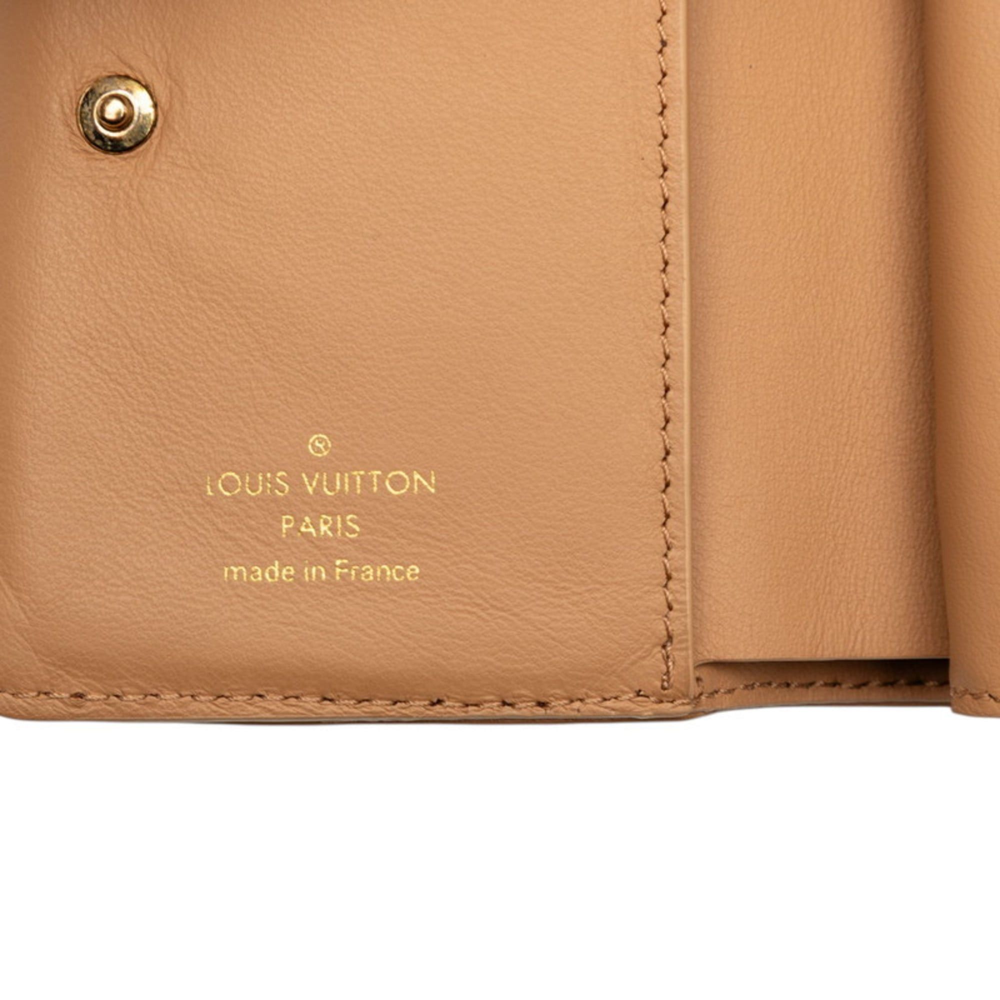 Louis Vuitton Louis Vuitton Monogram Embossed Portefeuille Lou Bifold Wallet M81673 in Camel and Brown Lamb Leather, Women's Size ONE SIZE - 6 Thumbnail