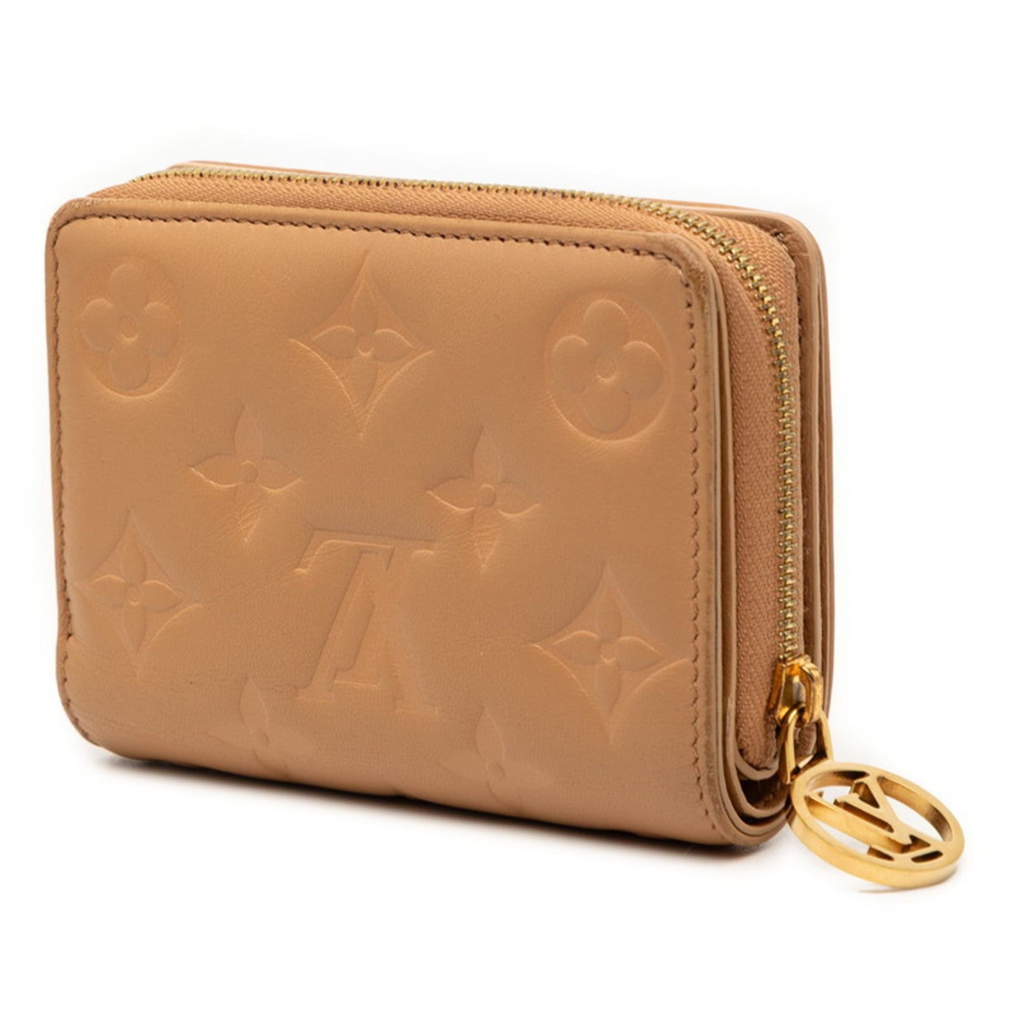 Louis Vuitton Louis Vuitton Monogram Embossed Portefeuille Lou Bifold Wallet M81673 in Camel and Brown Lamb Leather, Women's Size ONE SIZE - 2 Thumbnail
