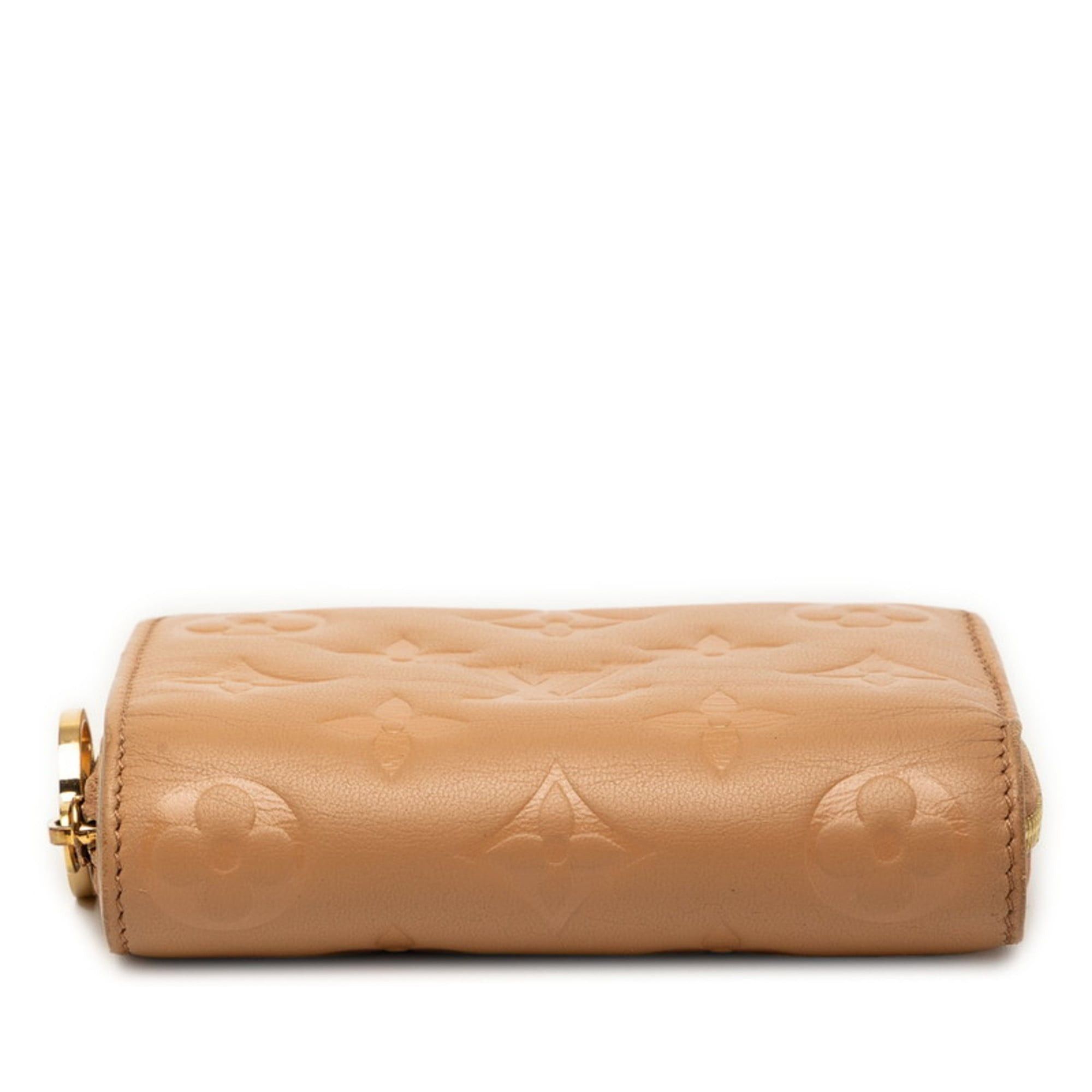 Louis Vuitton Louis Vuitton Monogram Embossed Portefeuille Lou Bifold Wallet M81673 in Camel and Brown Lamb Leather, Women's Size ONE SIZE - 3 Thumbnail