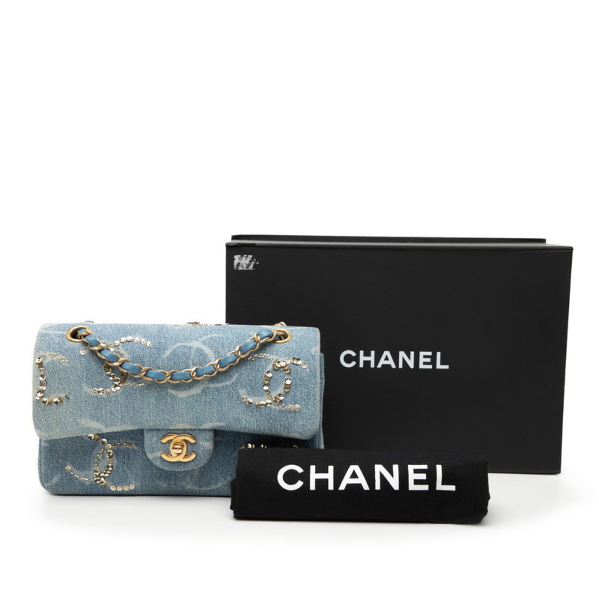 Chanel CHANEL Matelasse Coco Mark Shoulder Bag in Blue and Gold Denim with Sequins for Women Size ONE SIZE - 7 Thumbnail