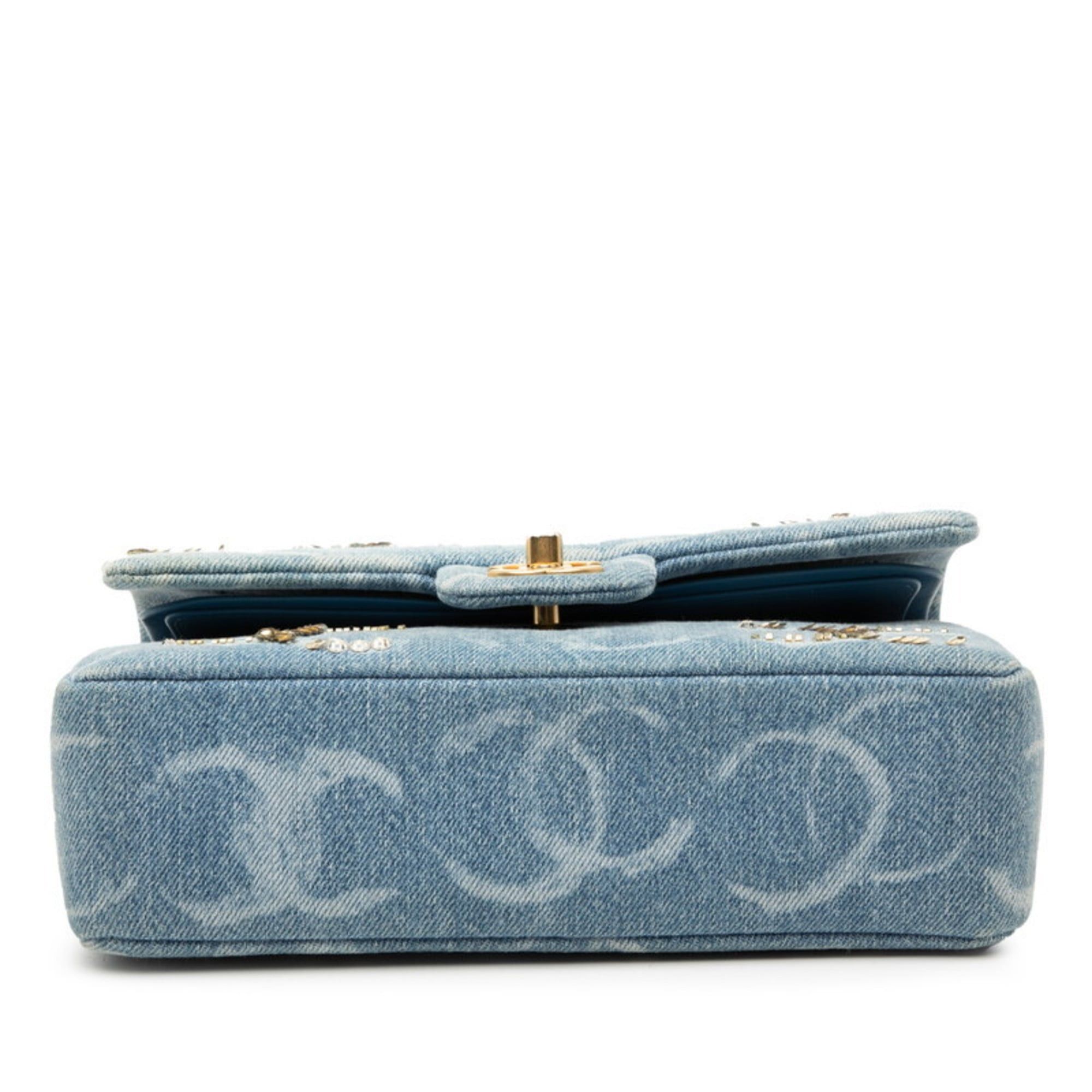 Chanel CHANEL Matelasse Coco Mark Shoulder Bag in Blue and Gold Denim with Sequins for Women Size ONE SIZE - 3 Thumbnail
