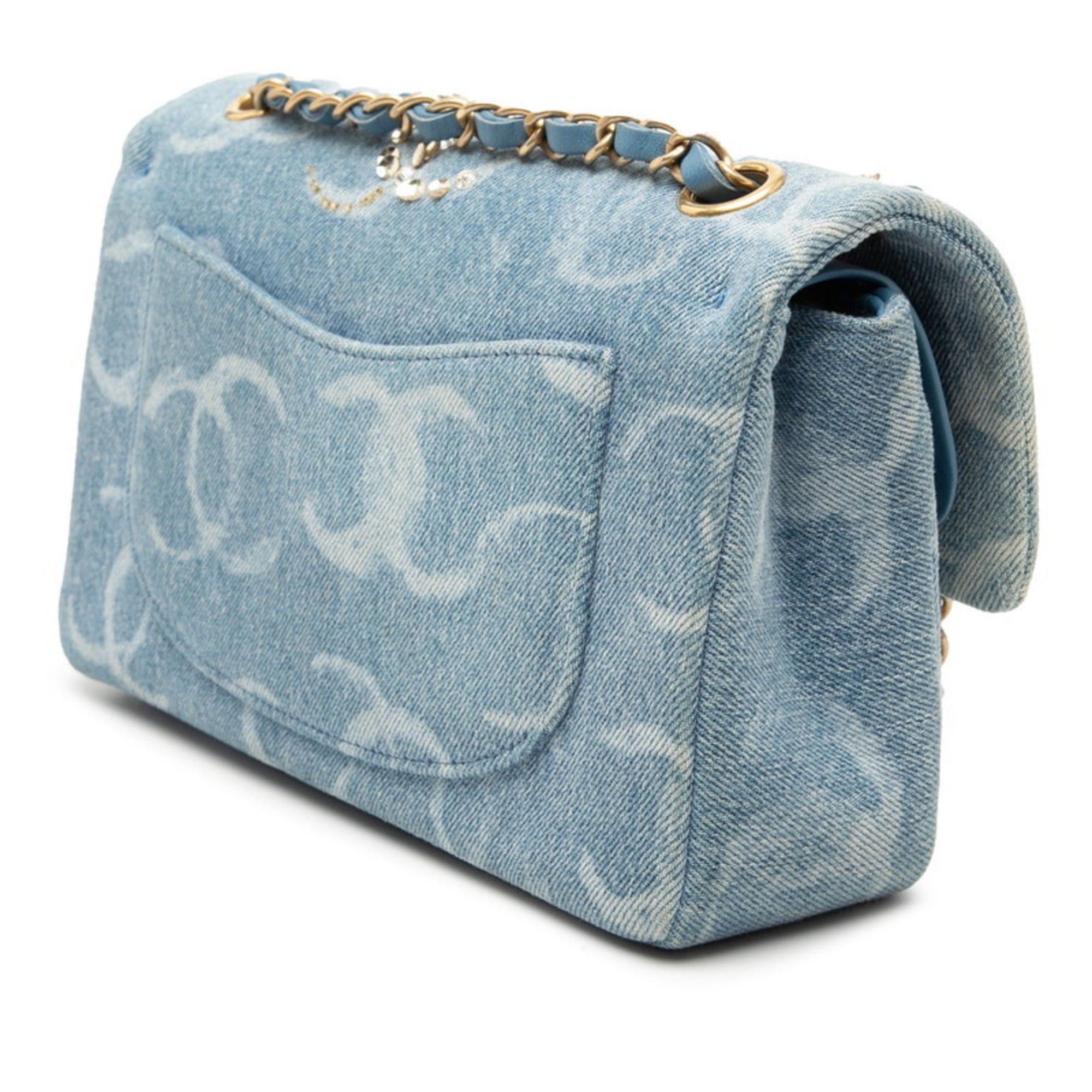 Chanel CHANEL Matelasse Coco Mark Shoulder Bag in Blue and Gold Denim with Sequins for Women Size ONE SIZE - 2 Thumbnail