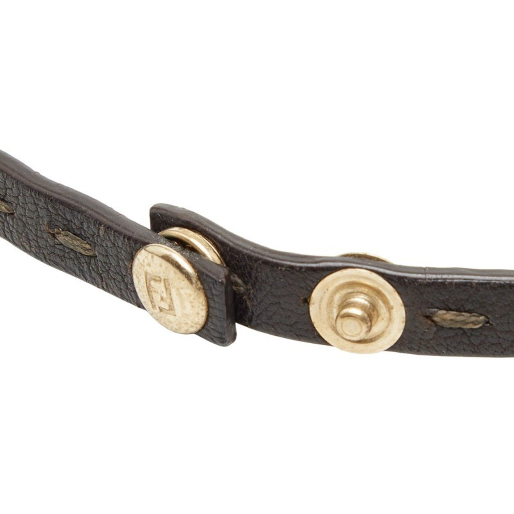 Fendi Fendi choker necklace in brown leather and fur for women. Size ONE SIZE - 3 Thumbnail