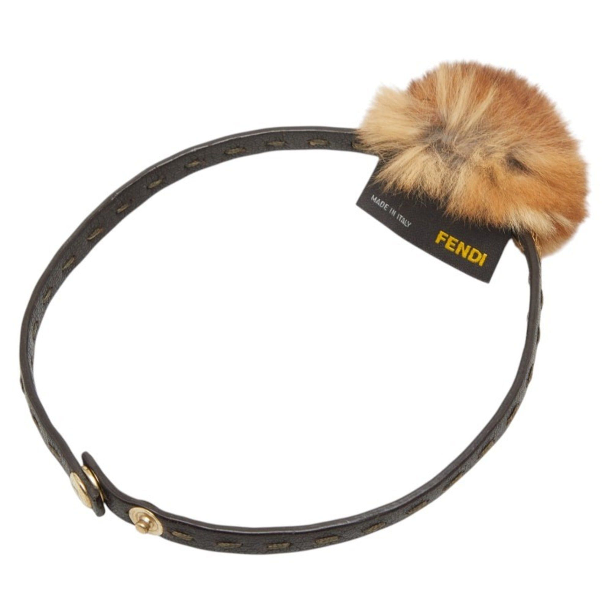 Fendi Fendi choker necklace in brown leather and fur for women. Size ONE SIZE - 2 Thumbnail
