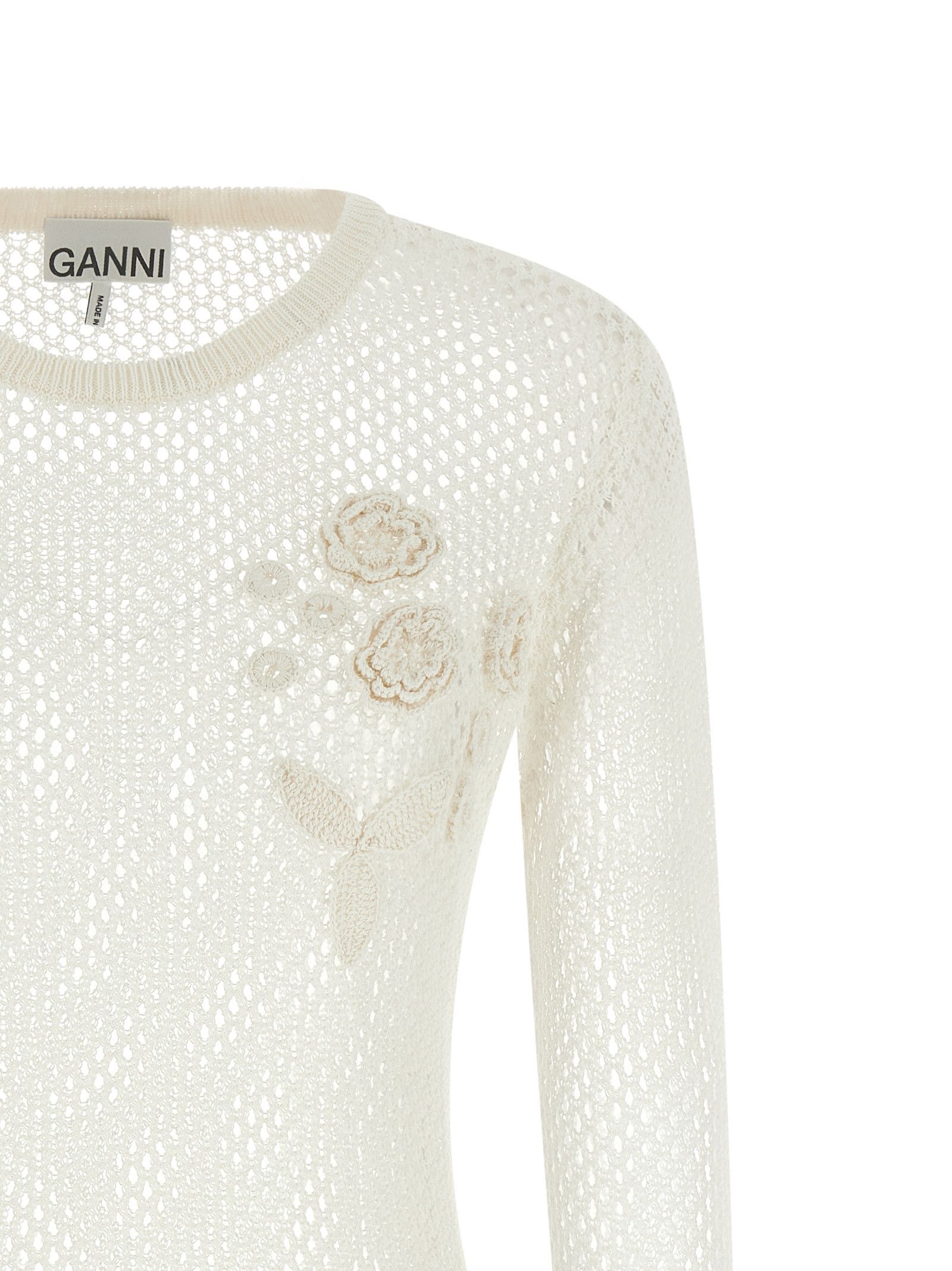 Ganni Pointelle Cotton Sweater Size M / US 6-8 / IT 42-44 - 3 Thumbnail