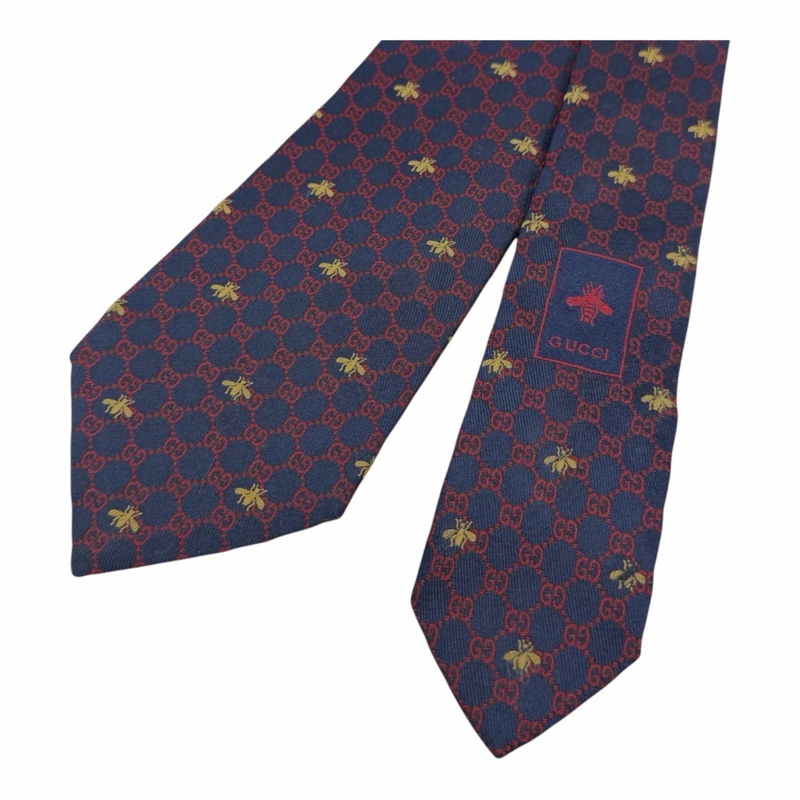 Gucci Gucci GUCCI GG logo Bee embroidery Silk Tie Textile Necktie 545078 DUTY FREE for USA Size ONE SIZE - 3 Thumbnail
