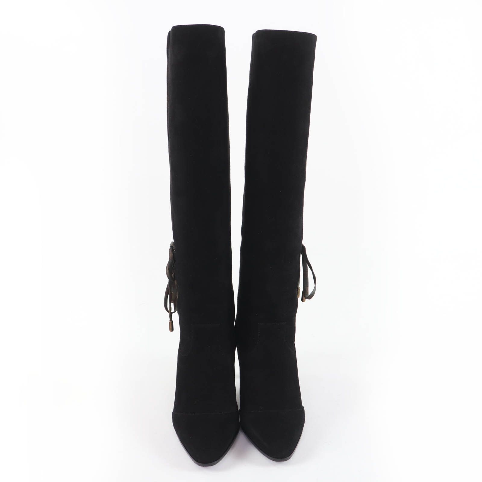 Hermes Hermes Hermès BOHEME Suede leather Silk Ribbon Knee-high Boots 37.5 Leather Shoes DUTY FREE for USA Size ONE SIZE - 4 Thumbnail