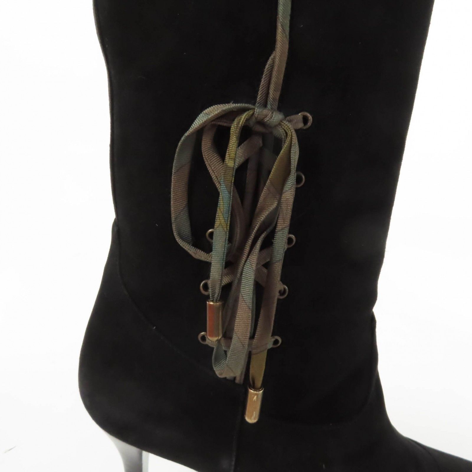 Hermes Hermes Hermès BOHEME Suede leather Silk Ribbon Knee-high Boots 37.5 Leather Shoes DUTY FREE for USA Size ONE SIZE - 9 Thumbnail