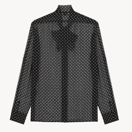 Saint Laurent Paris shirt in dotted silk muslin in black Size US M / EU 48-50 / 2 - 2 Thumbnail
