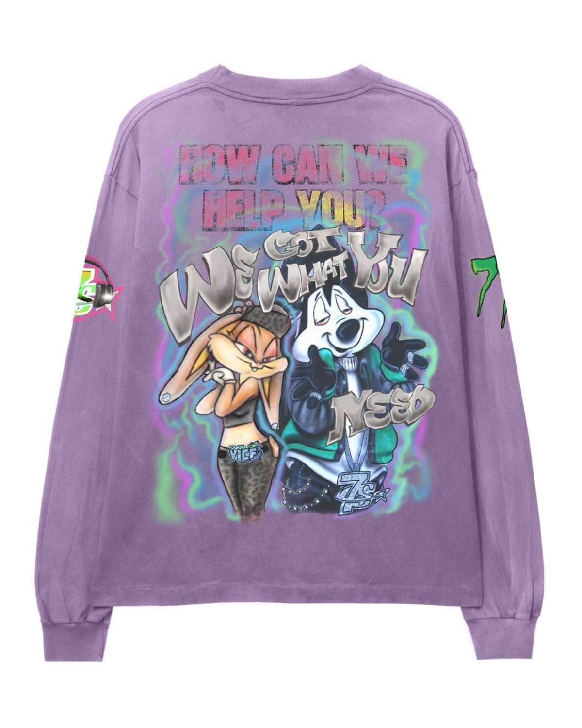 TRIPLE SEVENS Graffiti L/S Tee Purple Size US XL / EU 56 / 4 - 2 Thumbnail