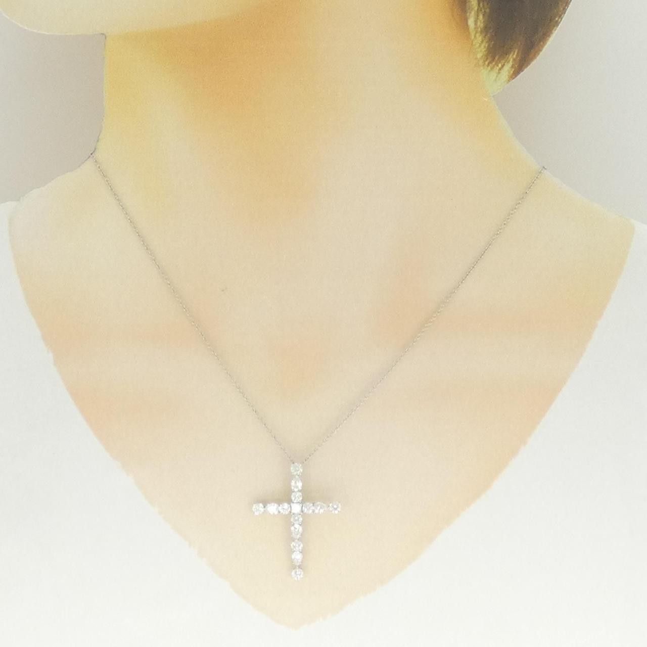 Harry Winston Harry Winston Harry Winston Madonna Cross Small Platinum950 Diamond Necklace Precious Metal Necklace PEDPREMSMS DUTY FREE for USA Size ONE SIZE - 6 Thumbnail