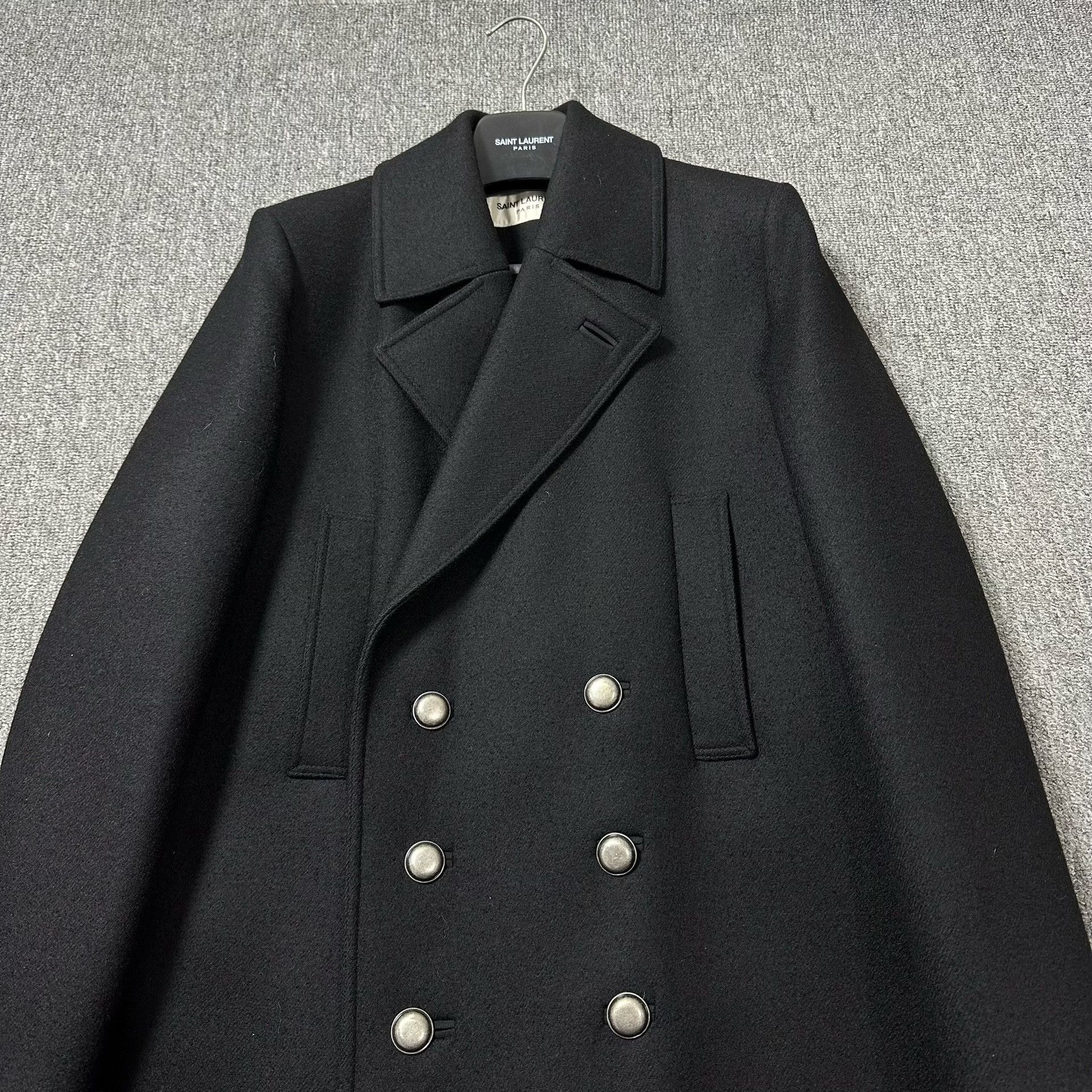 Saint Laurent Paris Saint Laurent Black Wool Double-Breasted Coat Size US M / EU 48-50 / 2 - 2 Thumbnail