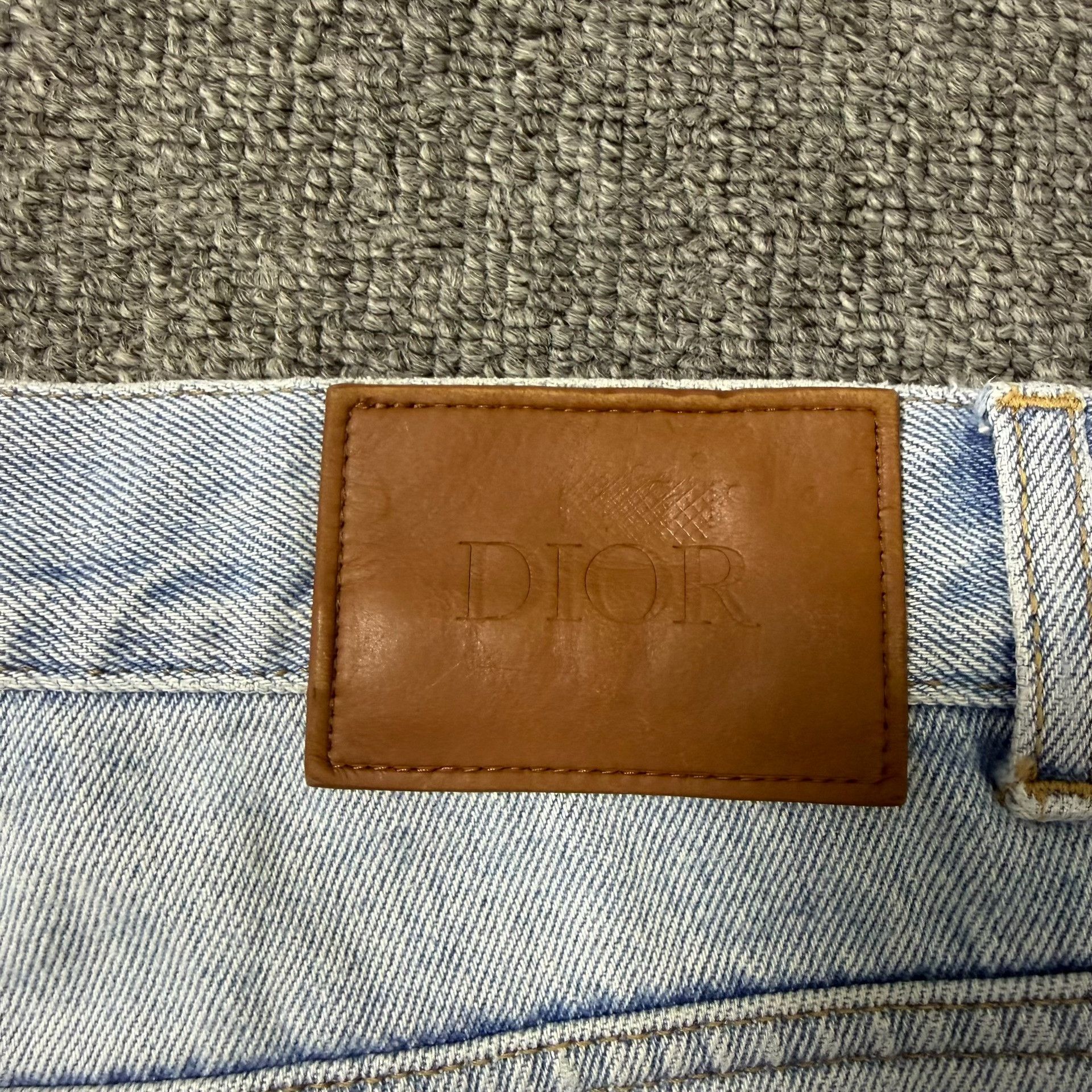 Dior Dior Ice Blue Washed Back Leather Patch Jeans Size US 30 / EU 46 - 4 Thumbnail