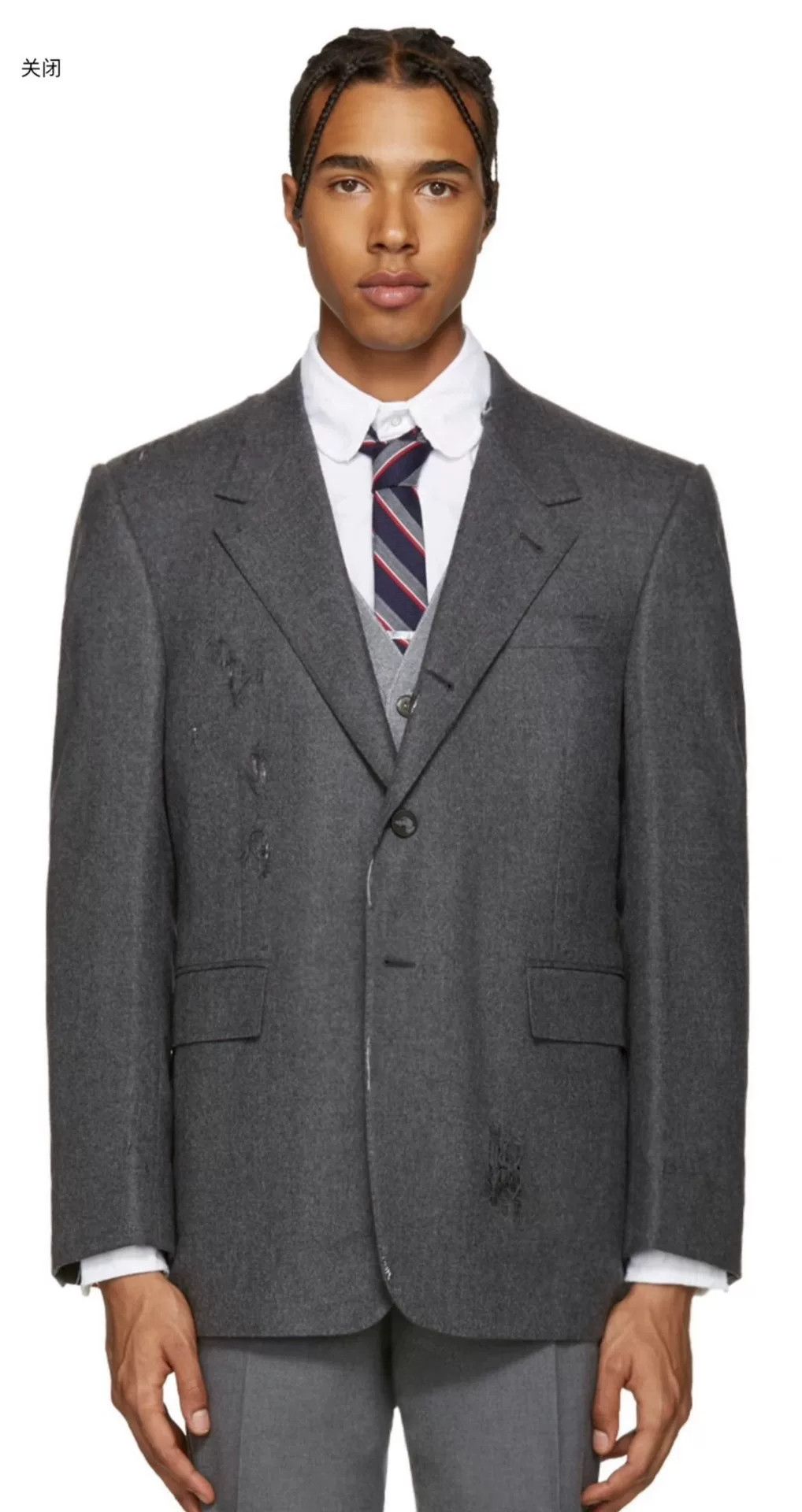 Thom Browne Thom Browne Distressed Wool Blazer Size US S / EU 44-46 / 1 - 9 Thumbnail