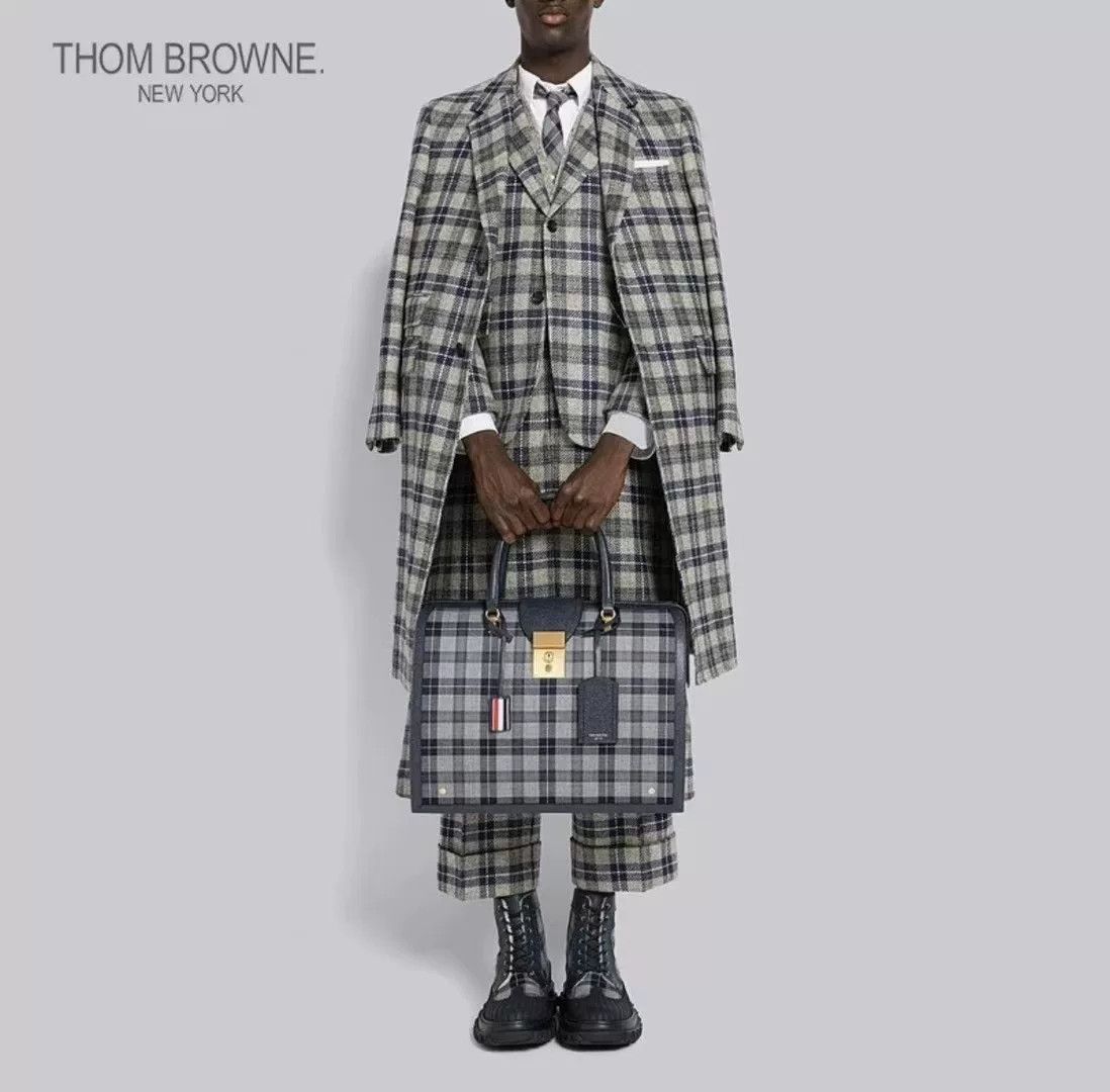 Thom Browne Thom Browne Gray-Blue Plaid Coat Size US S / EU 44-46 / 1 - 9 Thumbnail
