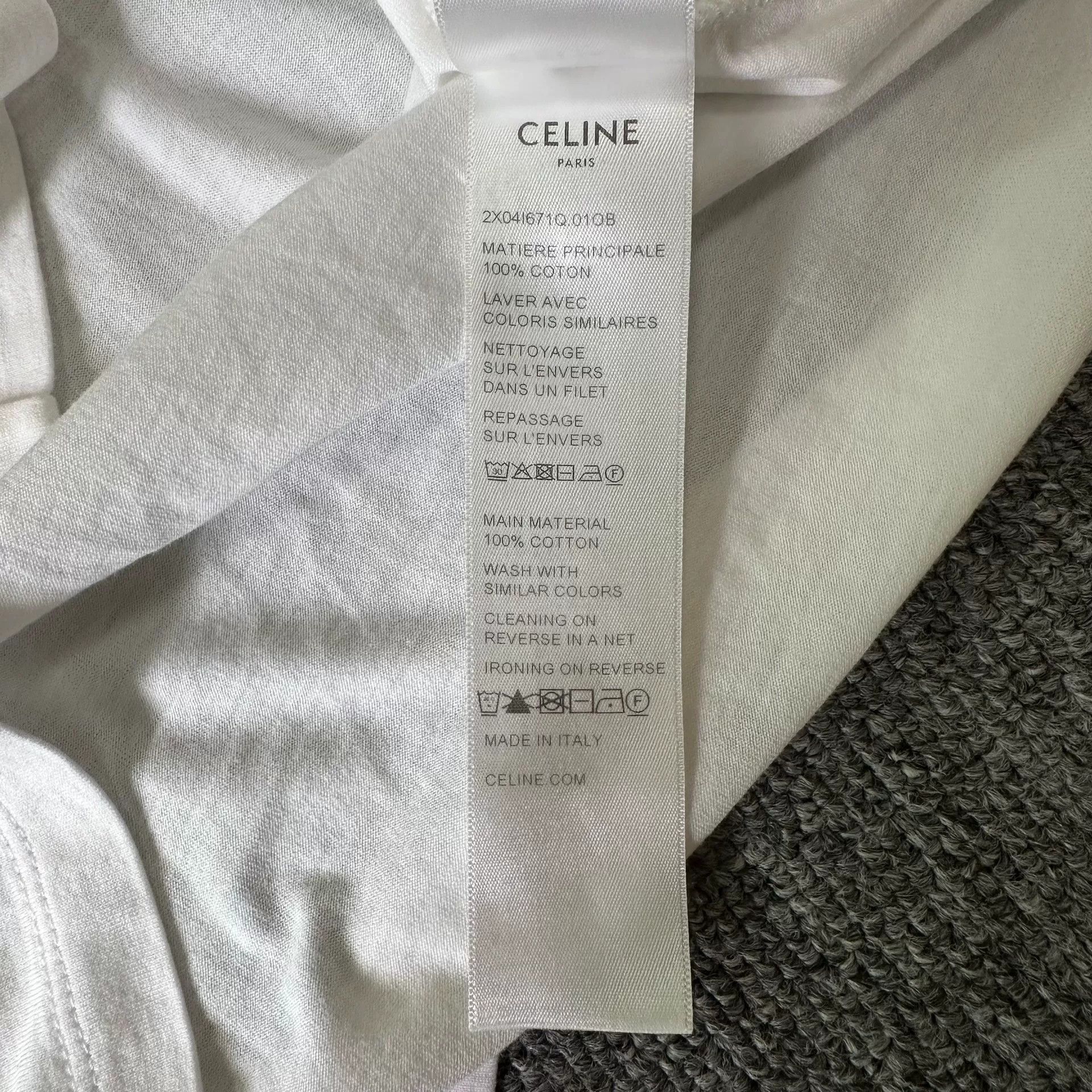 Celine Celine White Embroidered Triomphe Logo Tee Size S / US 4 / IT 40 - 5 Thumbnail